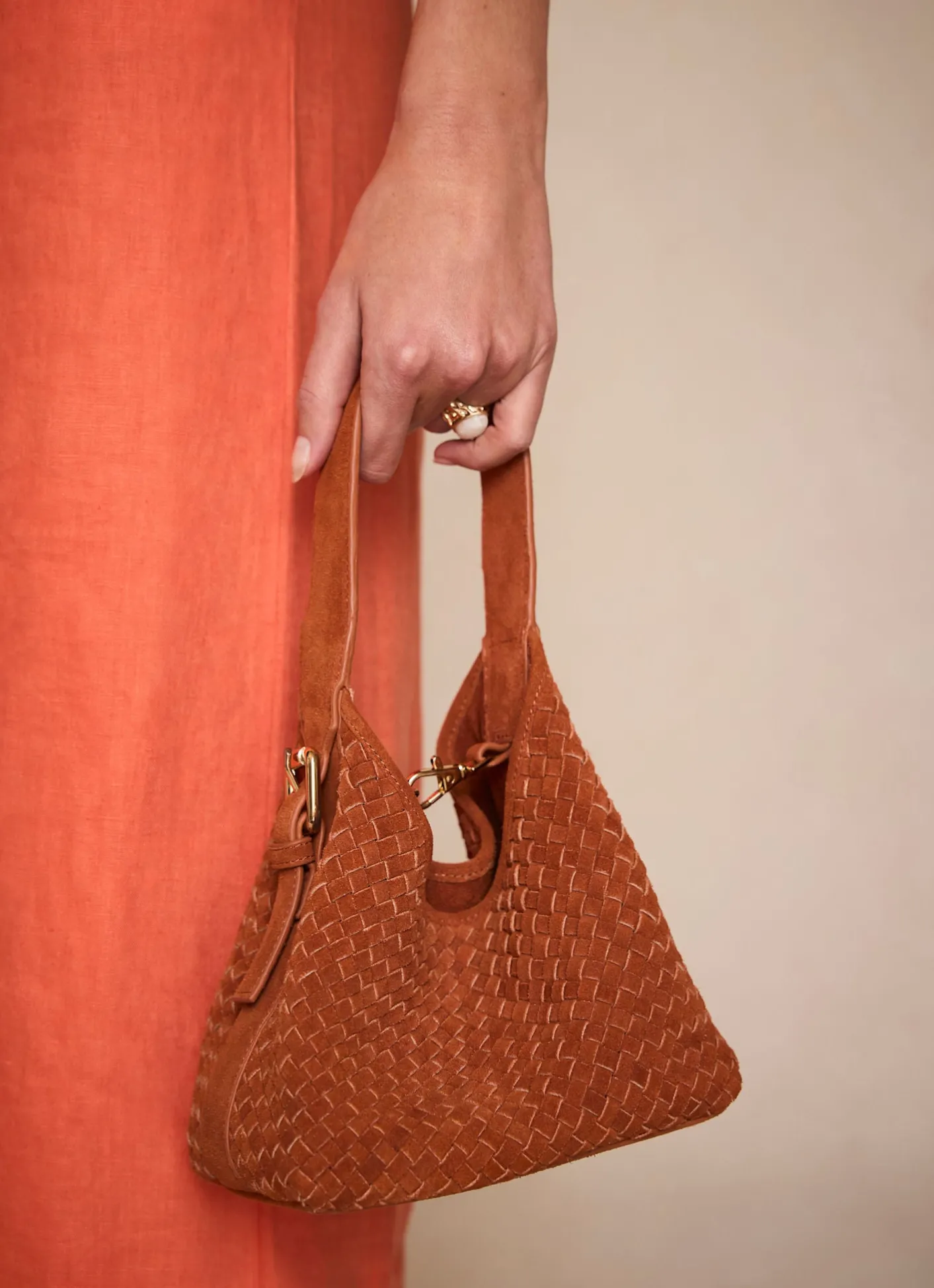 Lola Suede Woven Bucket Bag Bags