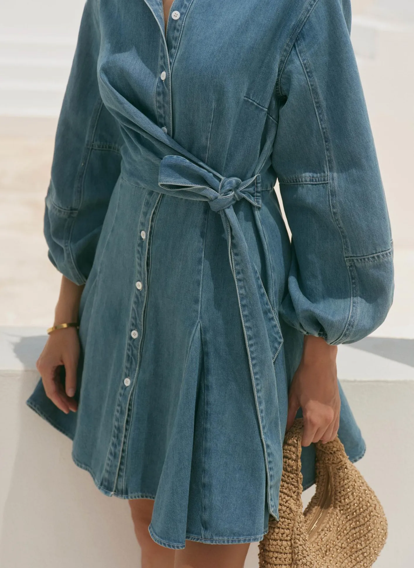 Hot Mid Indigo Denim Mini Shirt Dress Summer Dresses|Mini Dresses