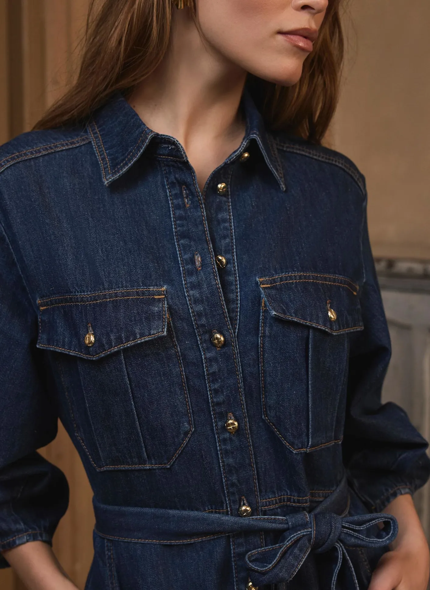 Clearance Mid Indigo Denim Mini Shirt Dress Mini Dresses|Denim Dresses