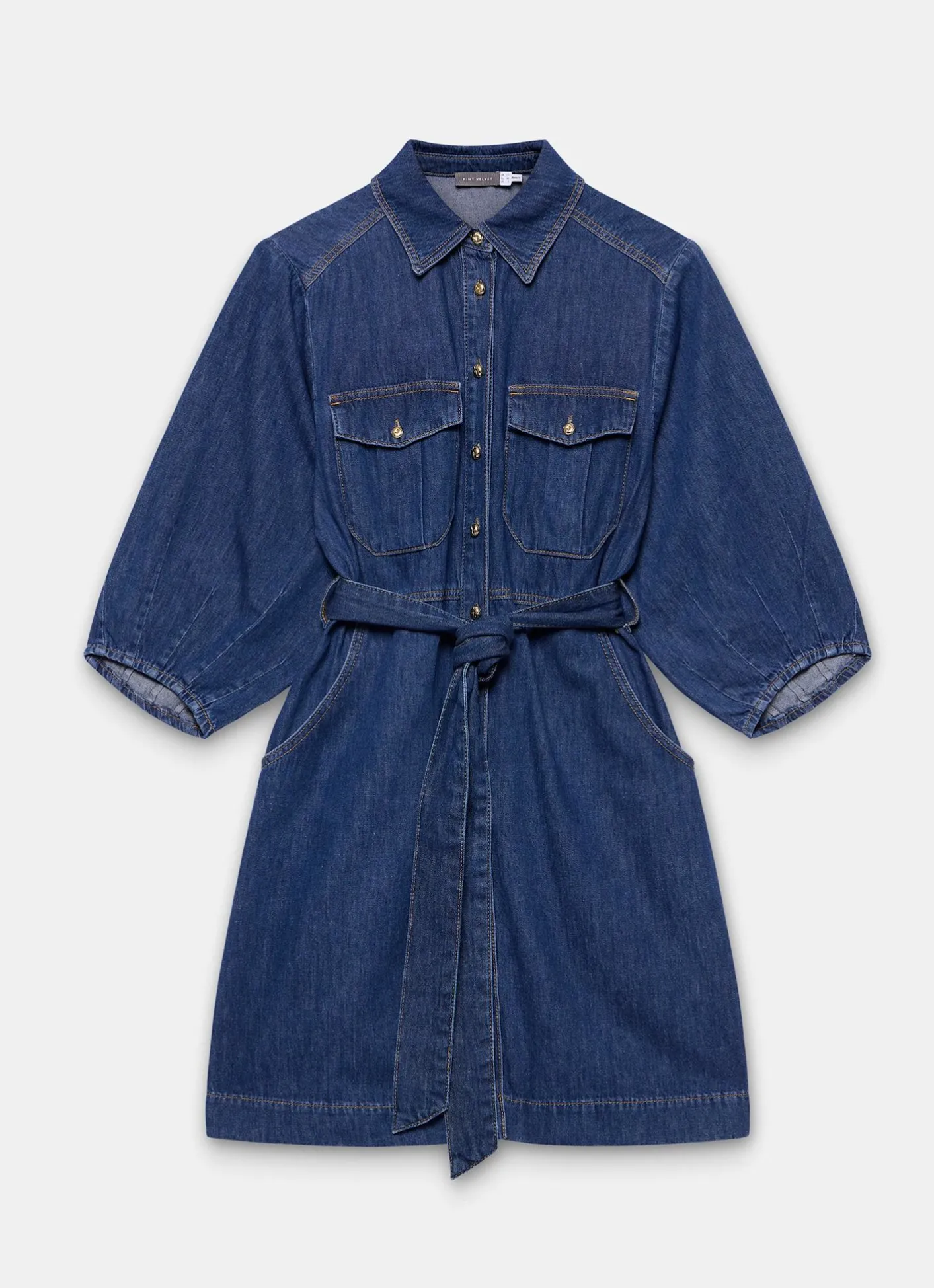 Clearance Mid Indigo Denim Mini Shirt Dress Mini Dresses|Denim Dresses
