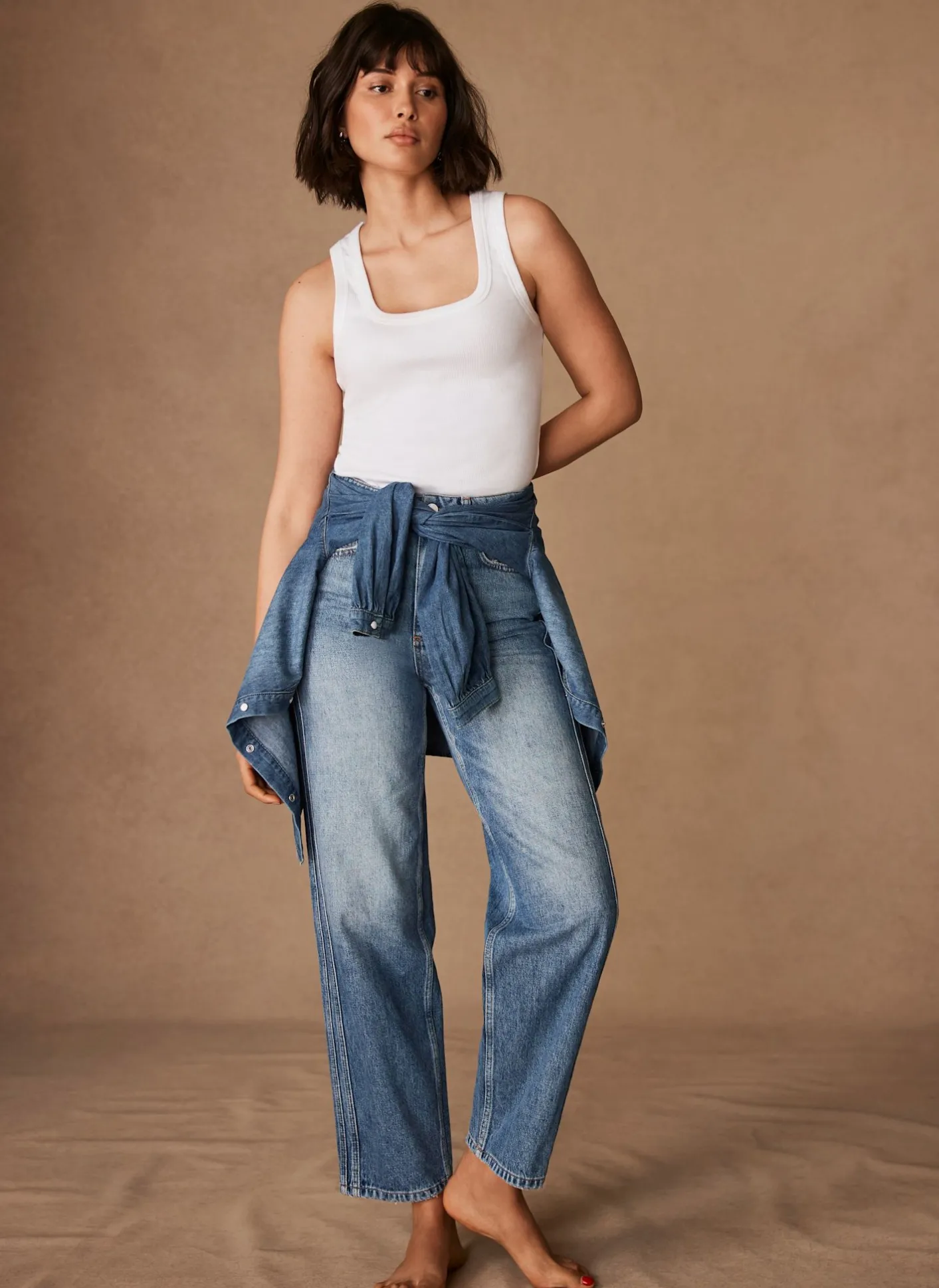 Best Mid Indigo Relaxed Tapered Boyfriend Jeans Jeans|Barrel & Balloon Jeans