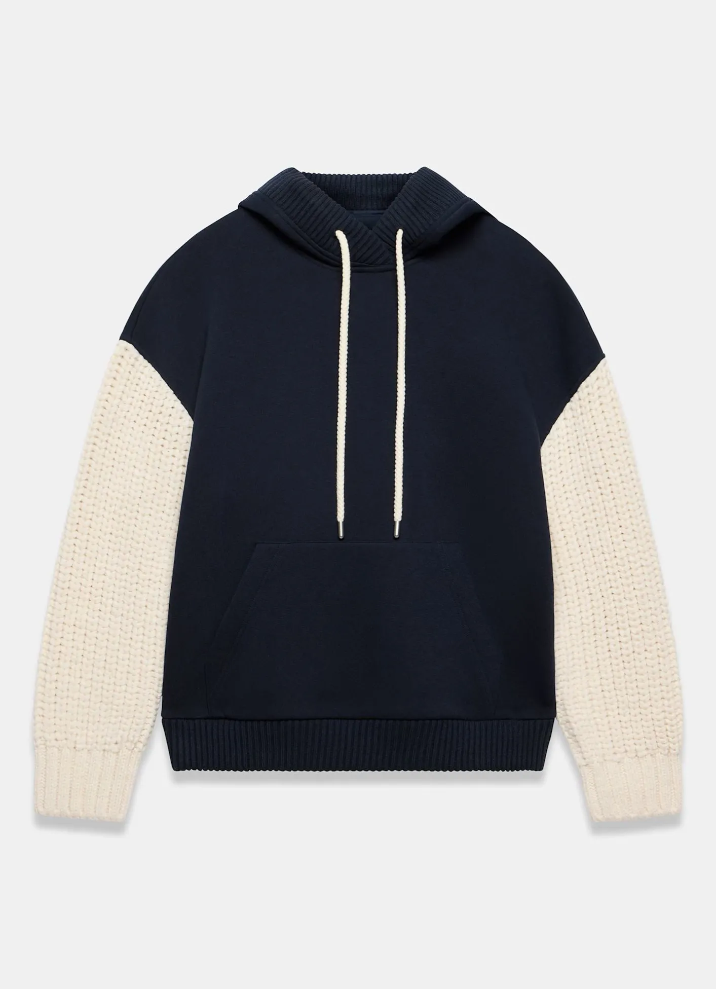 New Cotton Blend Contrast Sleeve Hoodie Sweatshirts|Sweatshirts