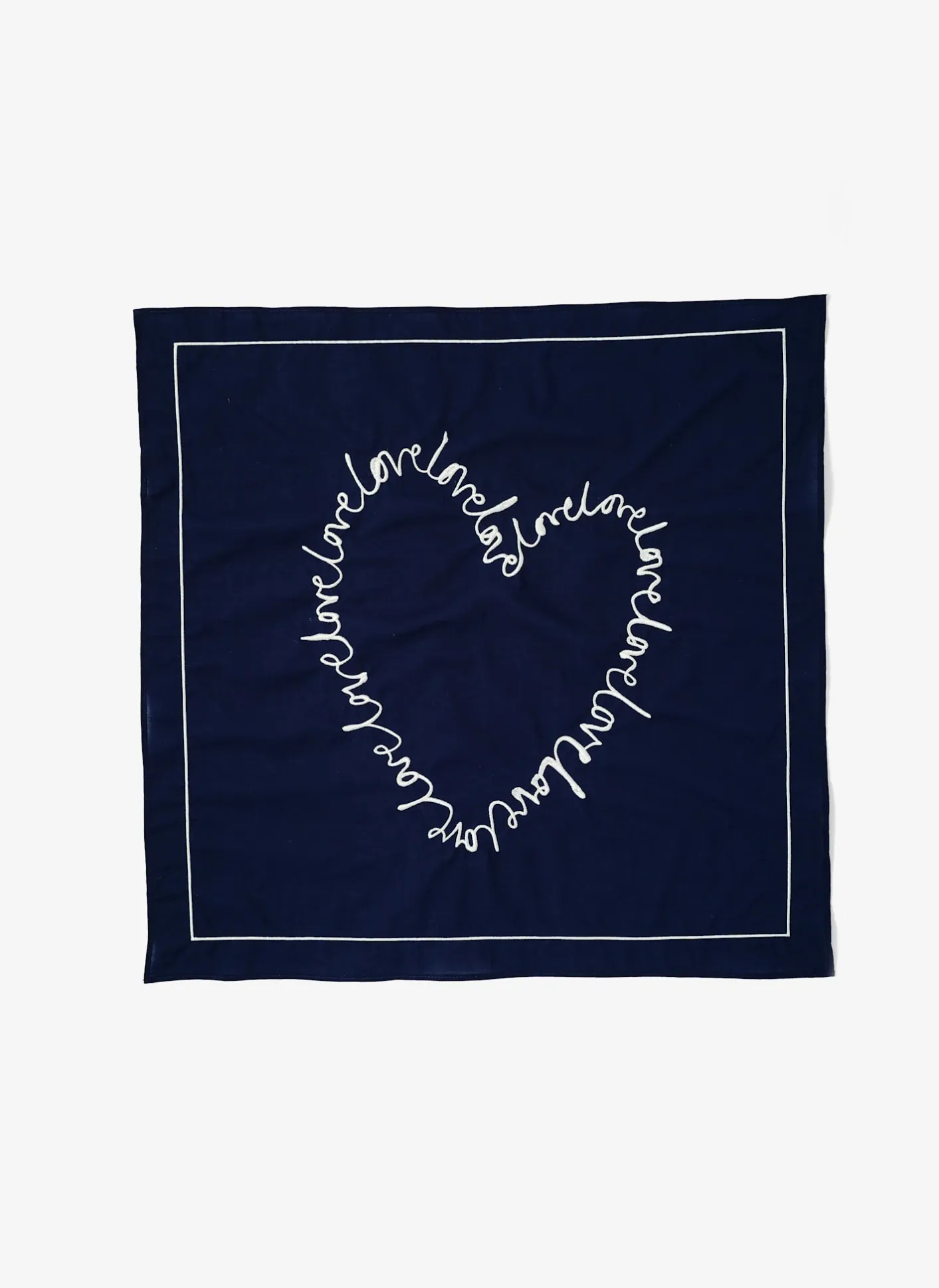 Cotton Heart Embroidered Square Scarf Scarves