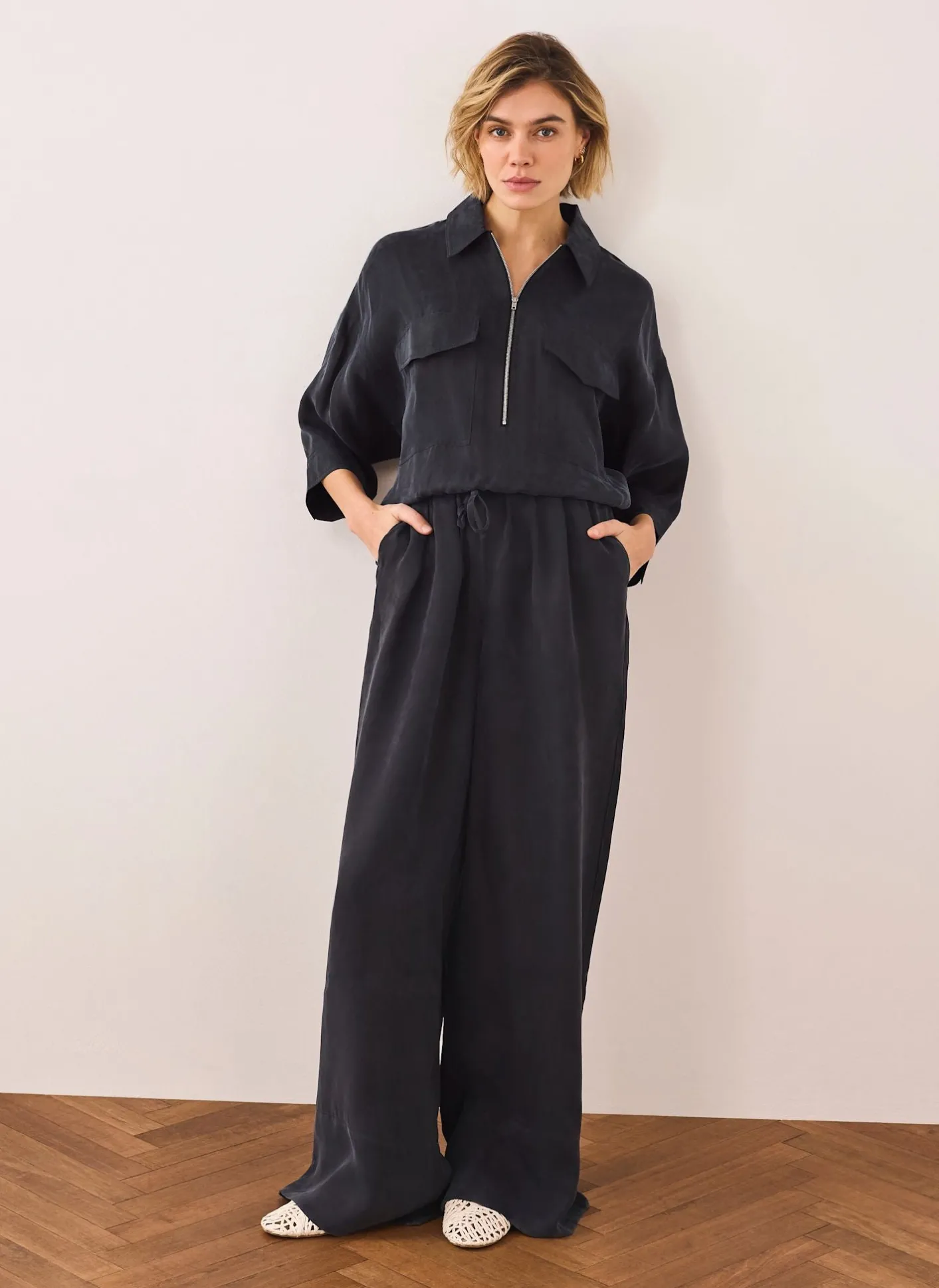 Clearance Drawstring Wide Leg Trousers Wide Leg Trousers|Trousers