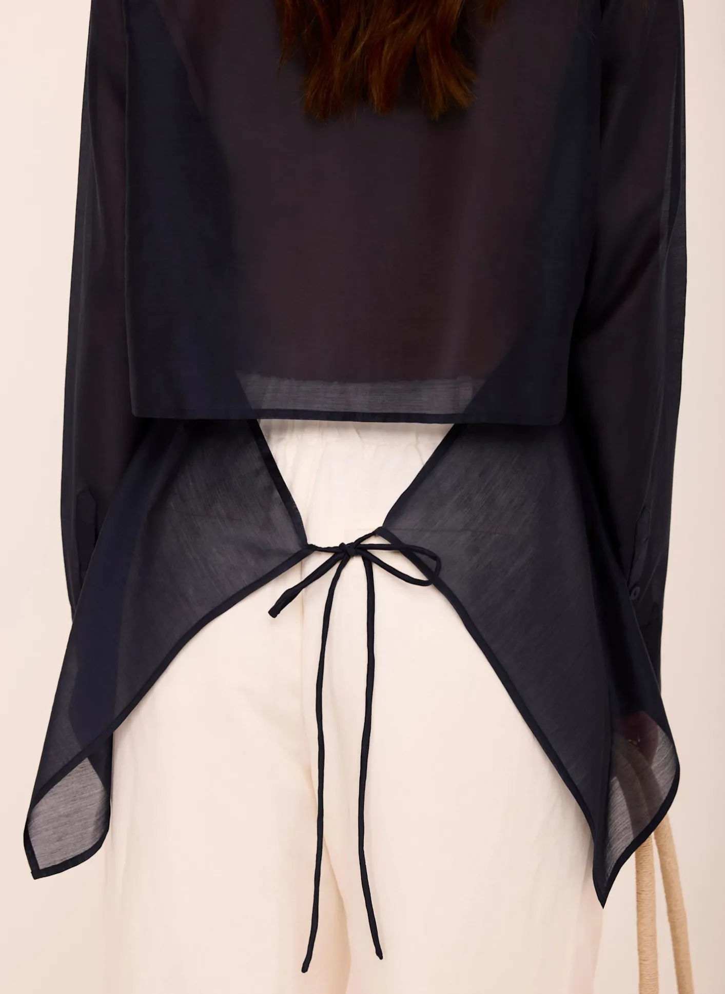 Online Longline Tie Back Sheer Shirt Shirts & Blouses