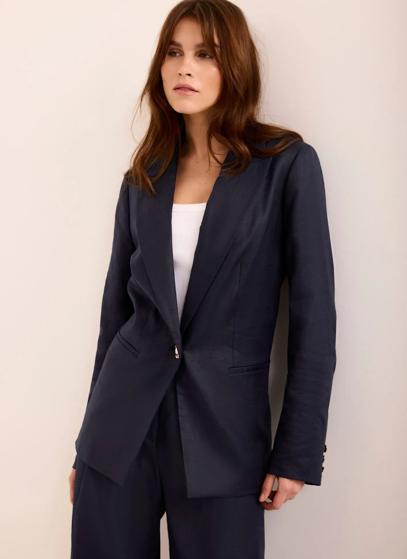 Online Ramie Single Breasted Blazer Jackets