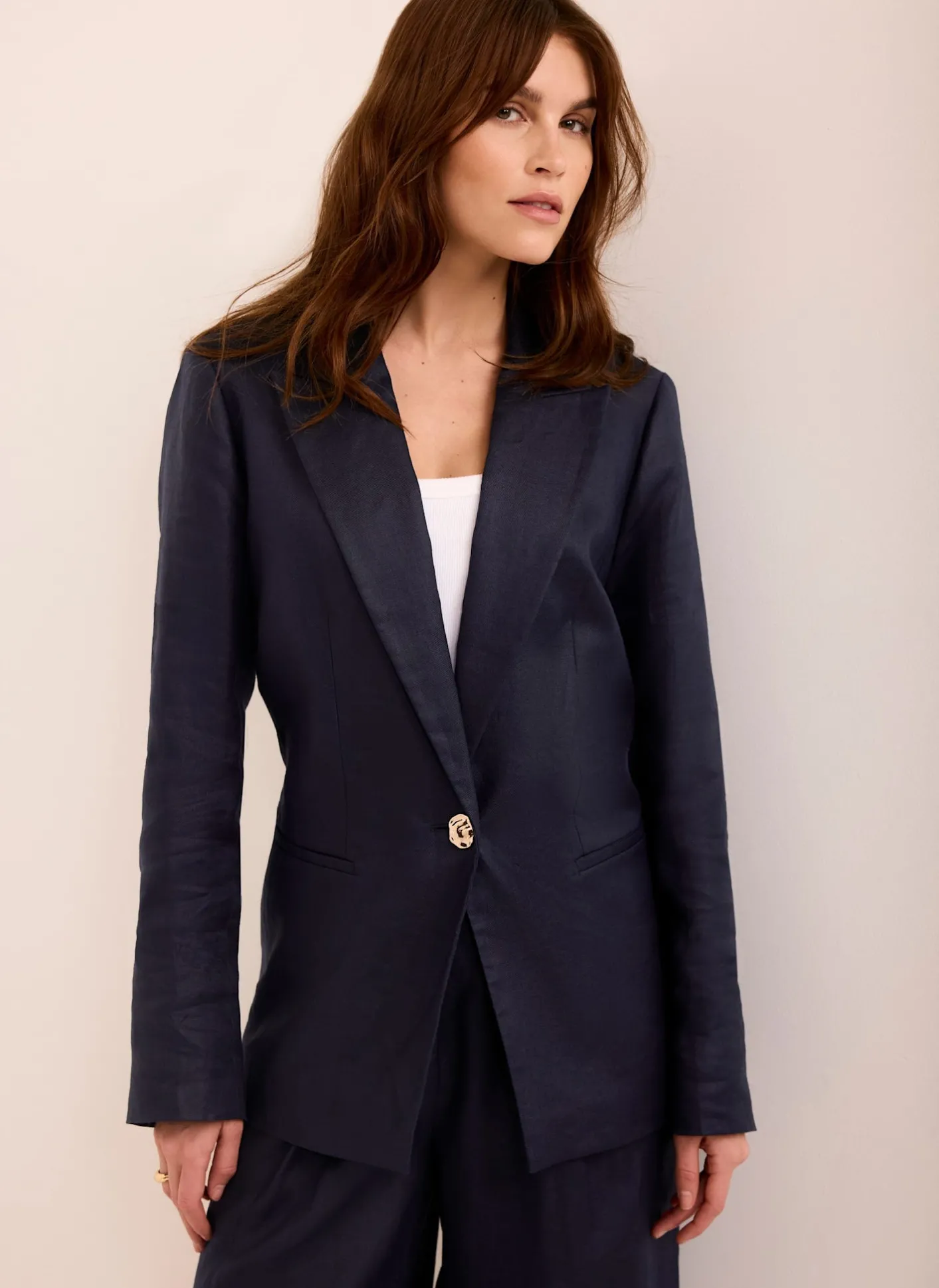 Online Ramie Single Breasted Blazer Jackets