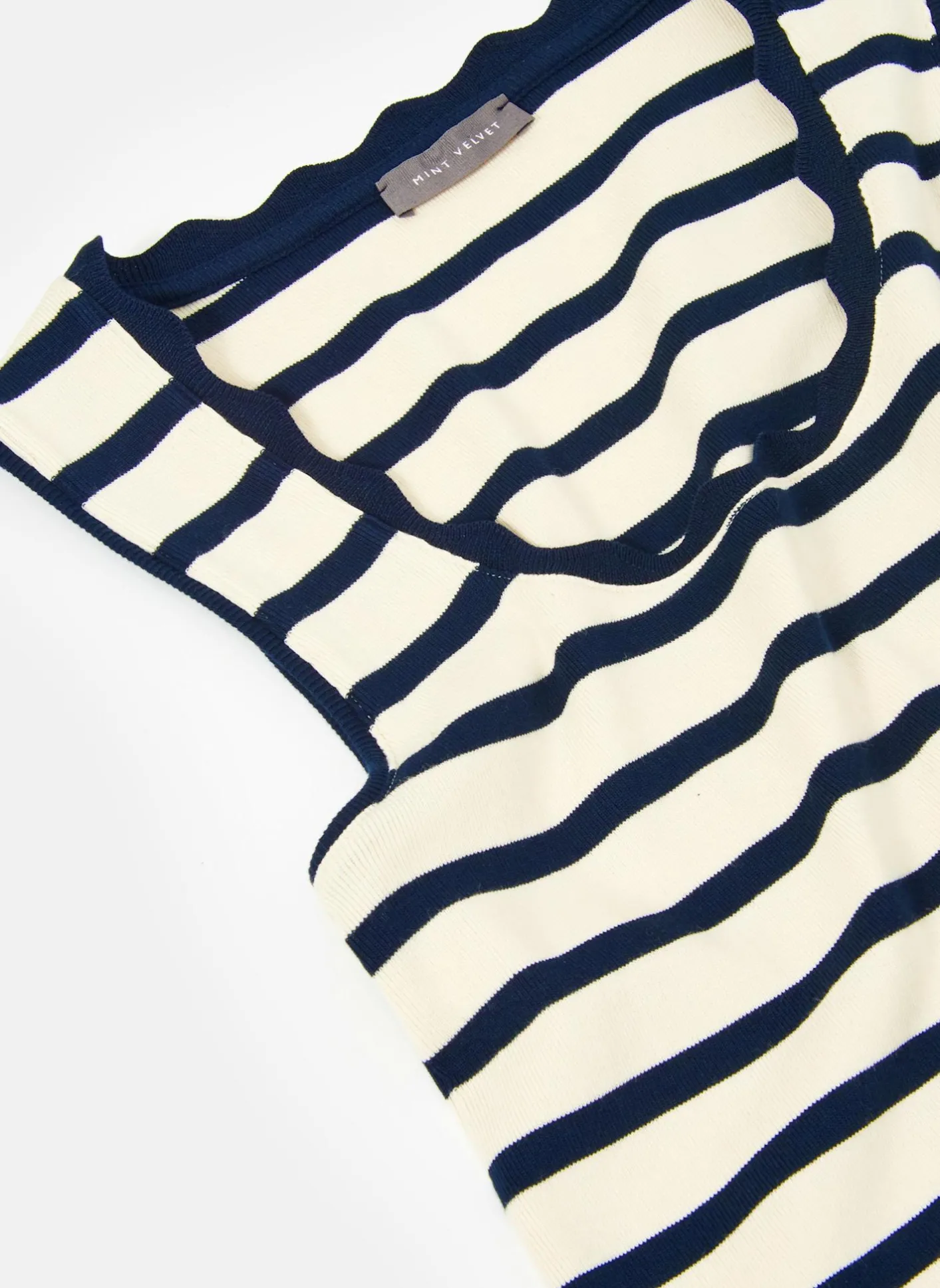 Discount Striped Scallop Trim Vest Top T-Shirts|T-Shirts