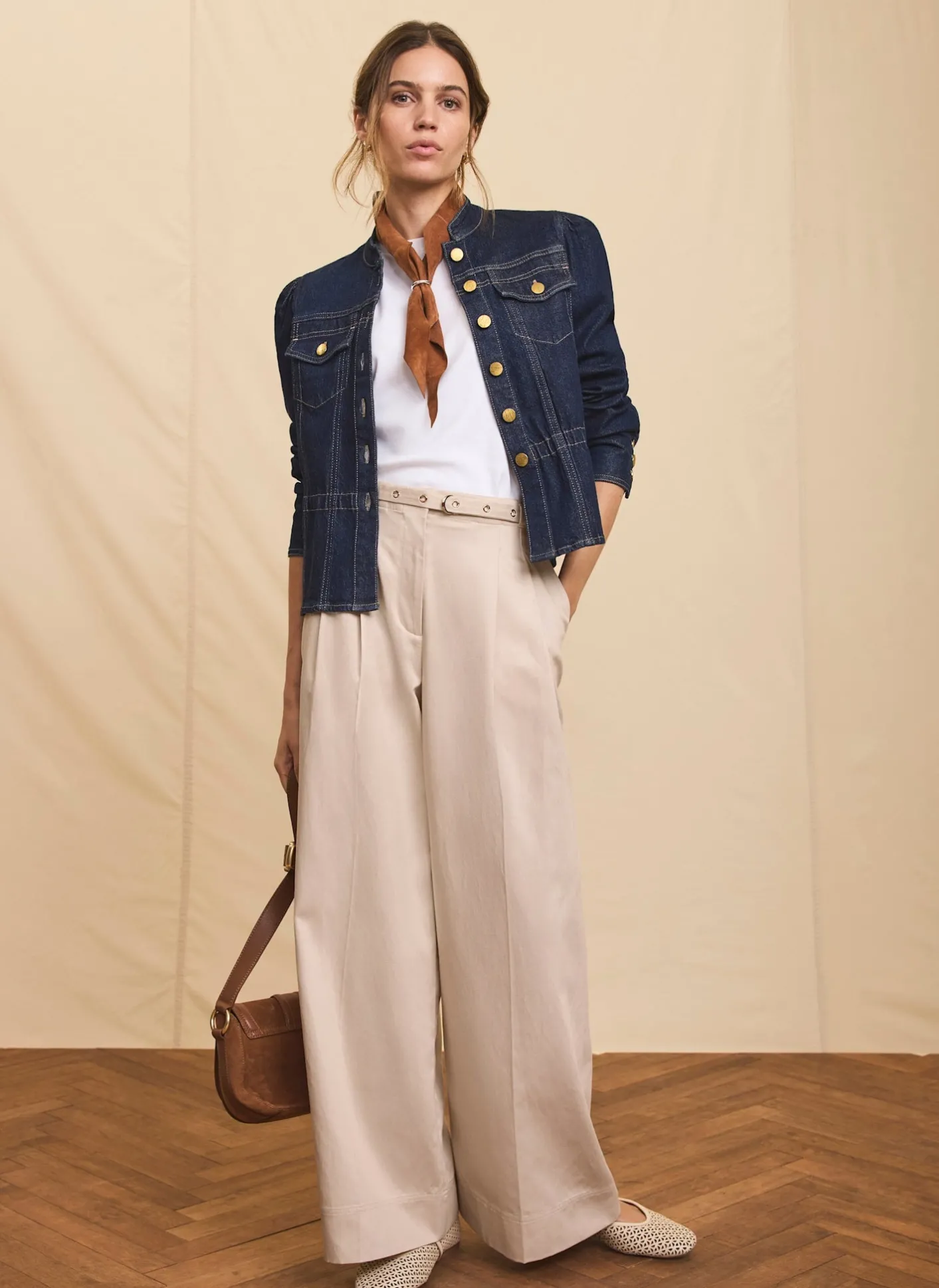 Hot Neutral Belted Wide Trousers Wide Leg Trousers|Trousers