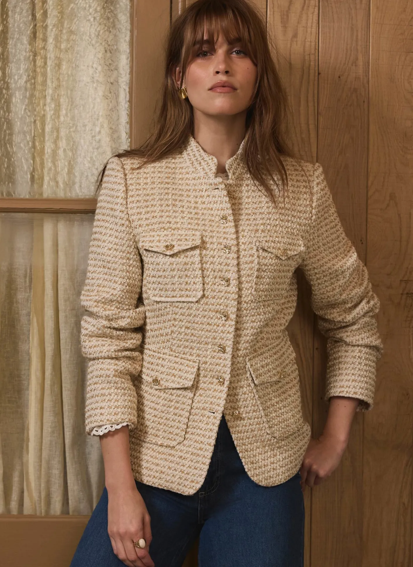 New Boucle Pocket Detail Jacket Jackets