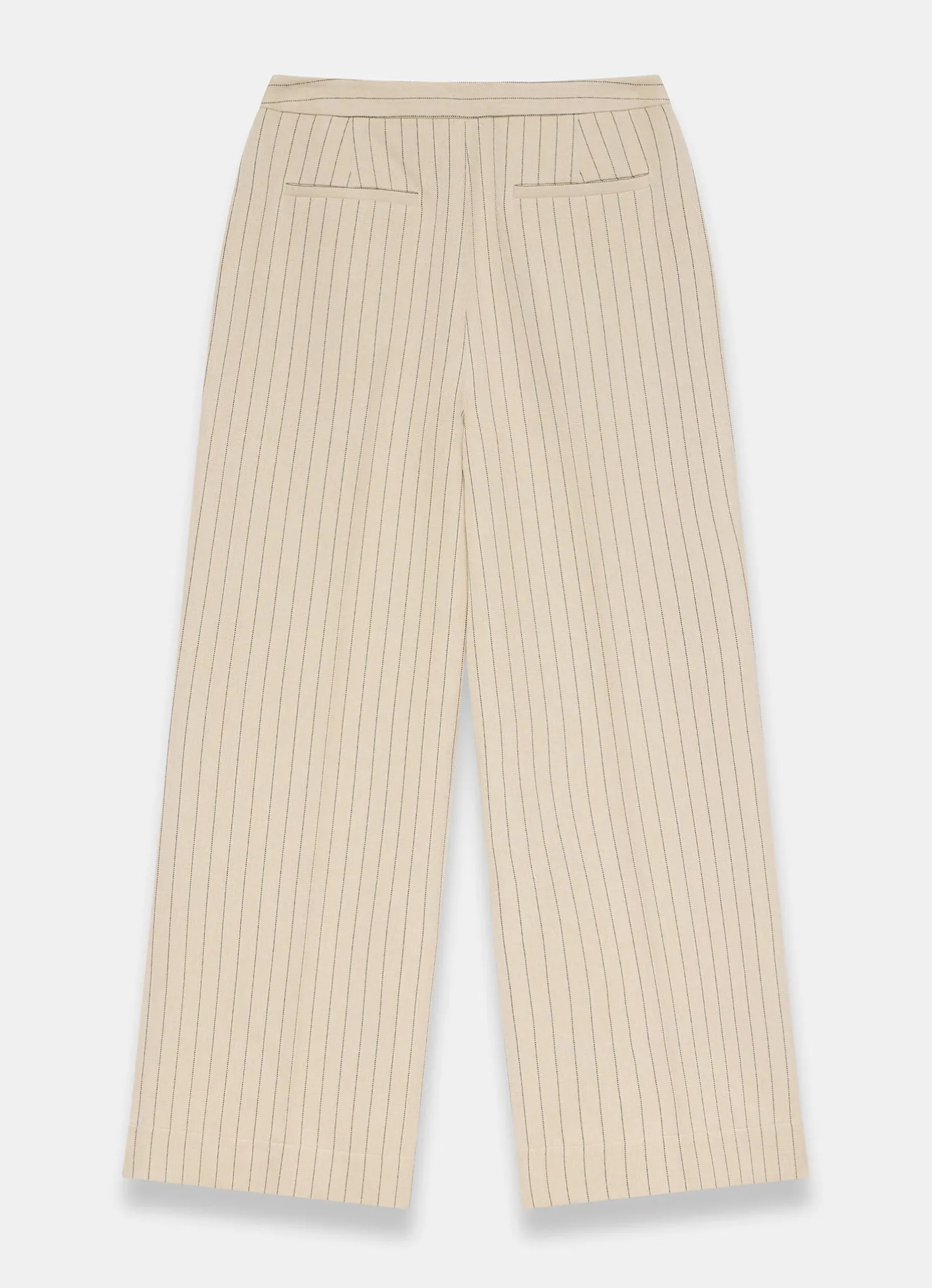 Neutral Button Front Pinstripe Trousers Wide Leg Trousers|Trousers