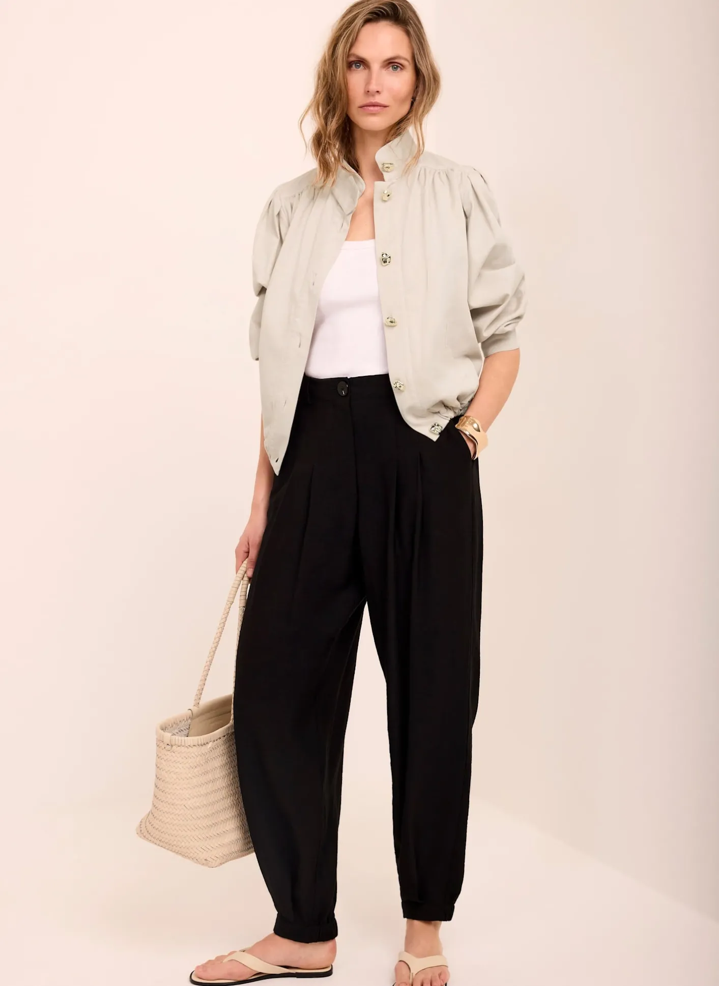 Sale Neutral Cotton Blend Jacket Jackets