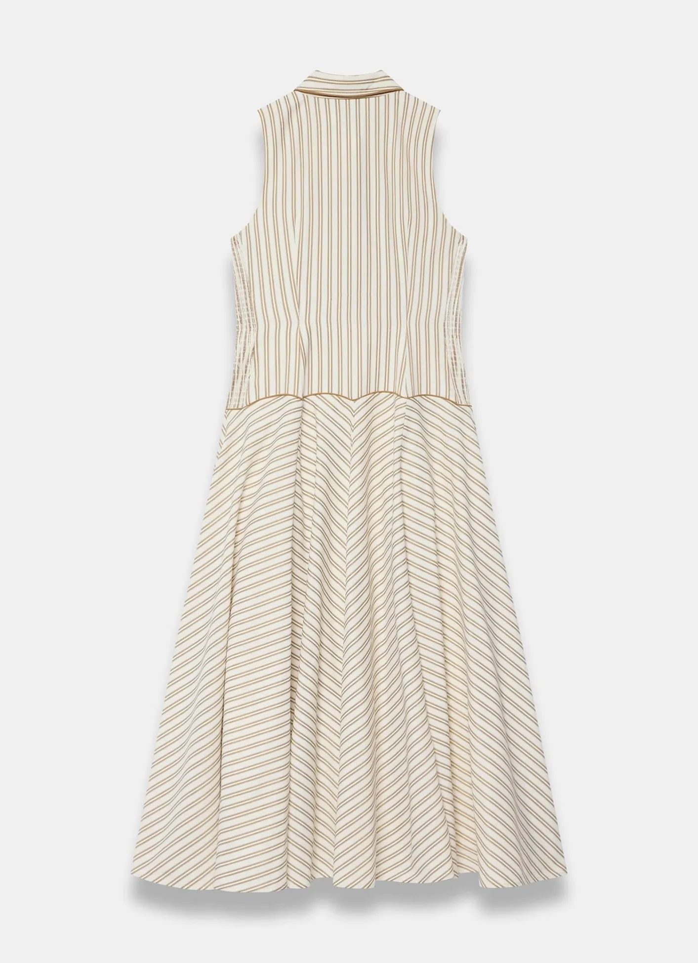 Hot Neutral Cotton Blend Striped Midi Dress Summer Dresses|Midi Dresses