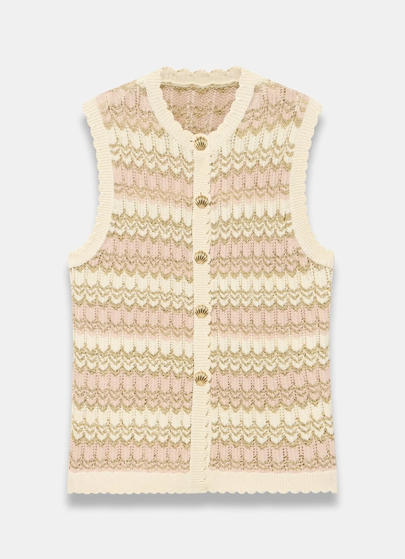 Outlet Striped Crochet Waistcoat Waistcoats|All Tops