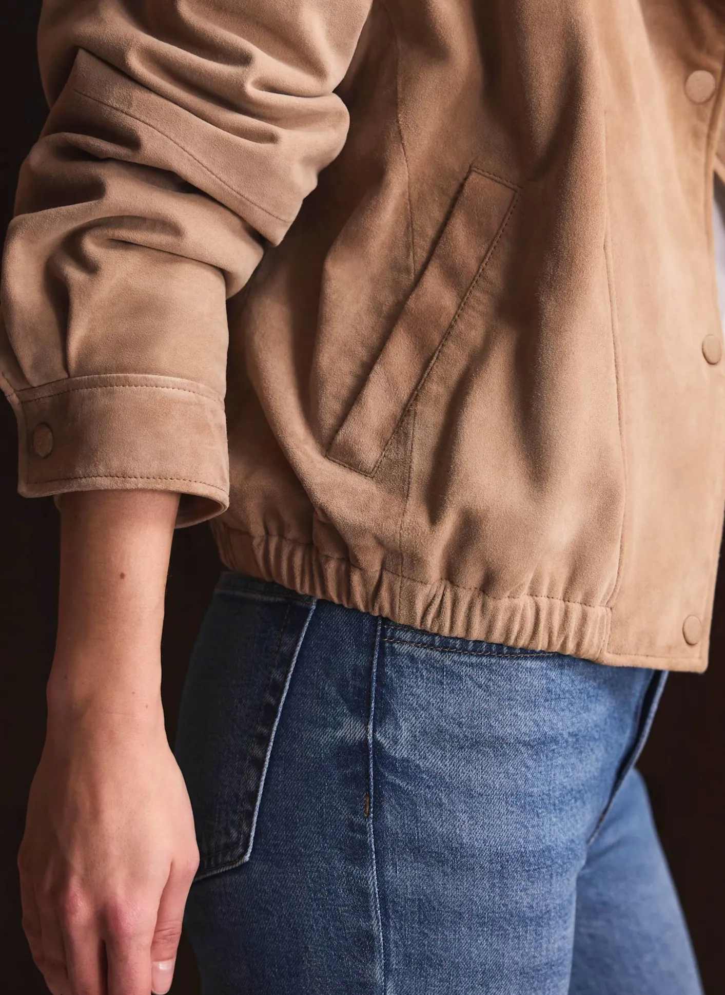 Discount Suede Cropped Pilot Bomber Jacket Jackets|Leather & Suede Jackets