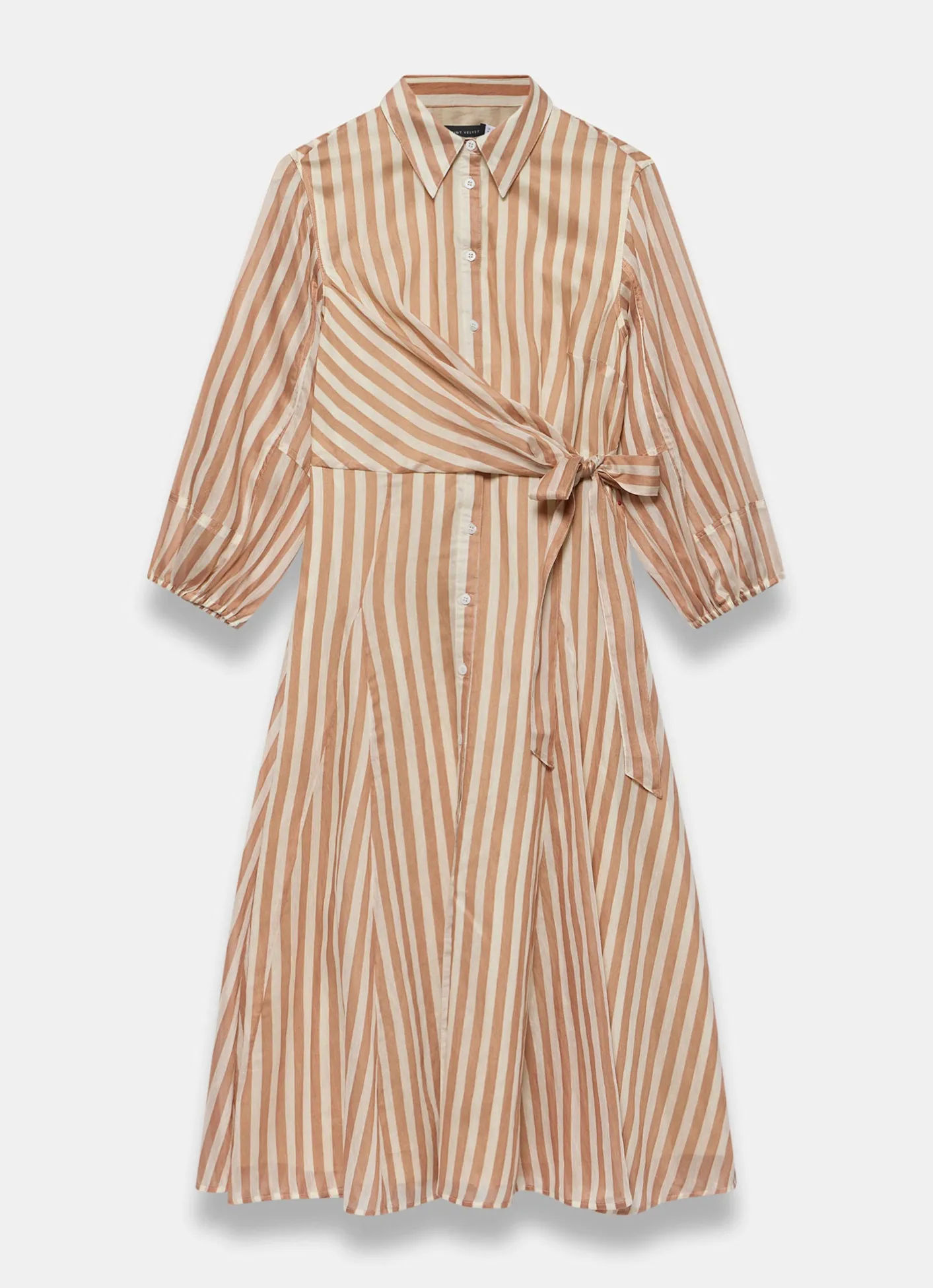 New Stripe Wrap Midi Shirt Dress Midi Dresses|Shirt Dresses