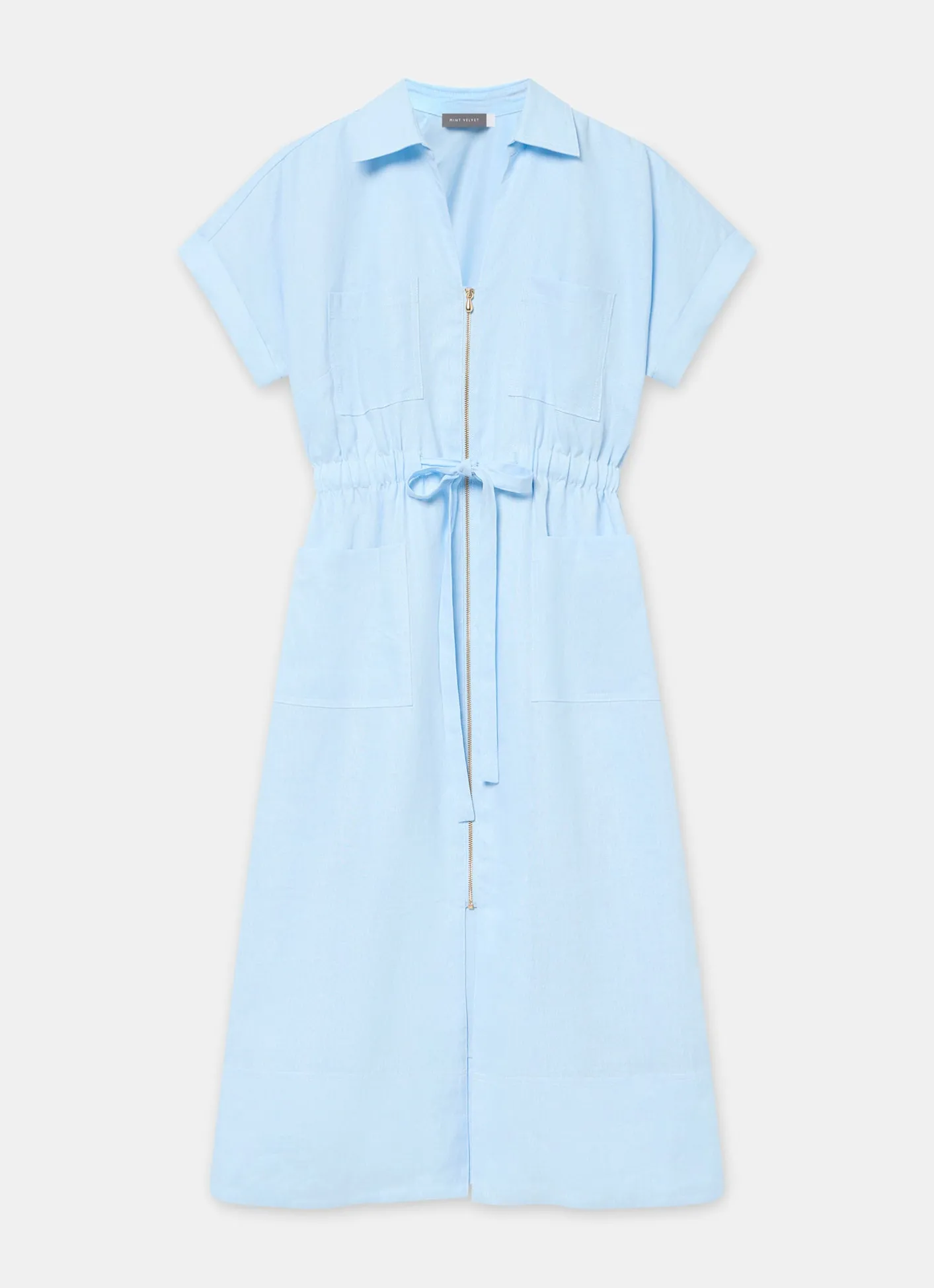 Outlet Pale Linen Midi Shirt Dress Summer Dresses|Linen Dresses