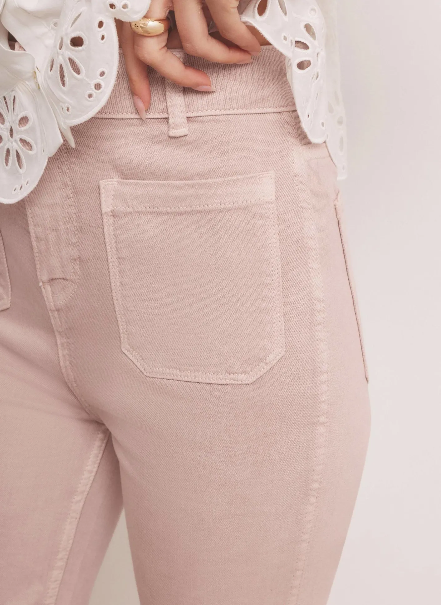 Online Pink Patch Pocket Flared Jeans Jeans|Flared Jeans