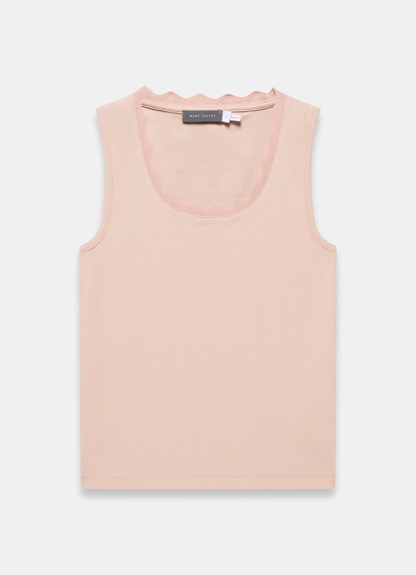 Sale Pink Scallop Trim Vest Top T-Shirts|T-Shirts