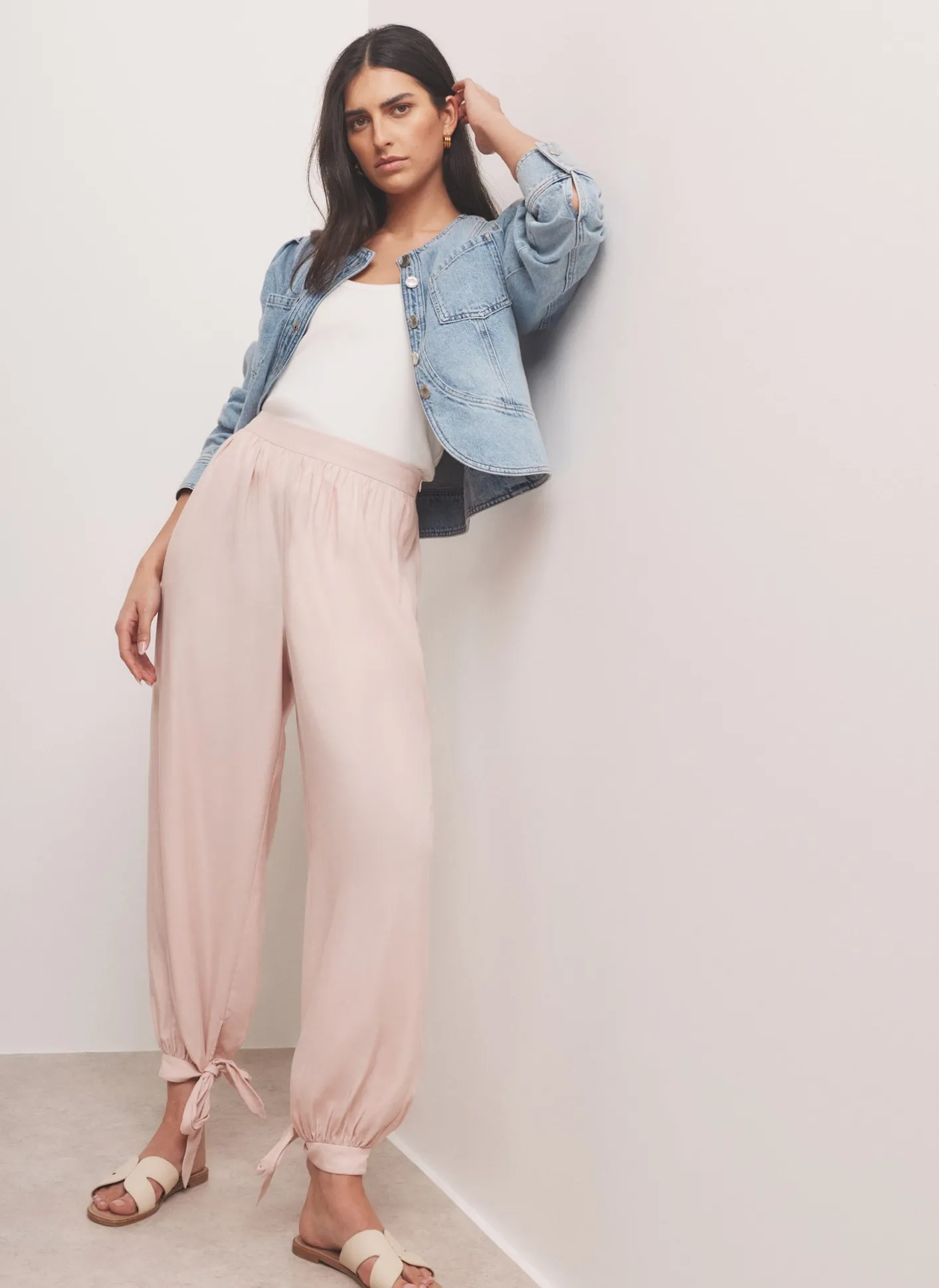 Discount Pink Soft Balloon Trousers Wide Leg Trousers|Trousers