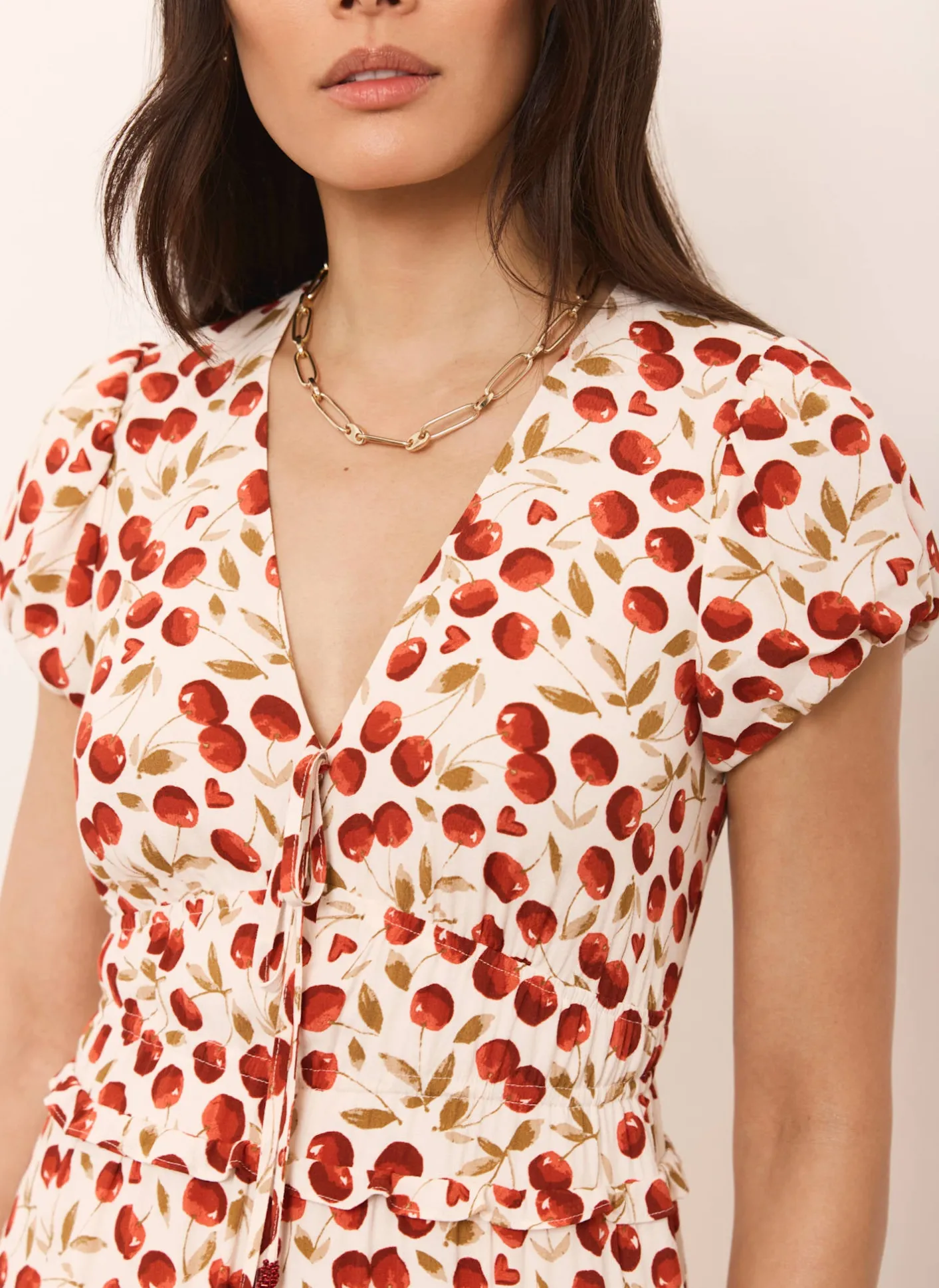 New Cherry Print Midi Dress Summer Dresses|Midi Dresses