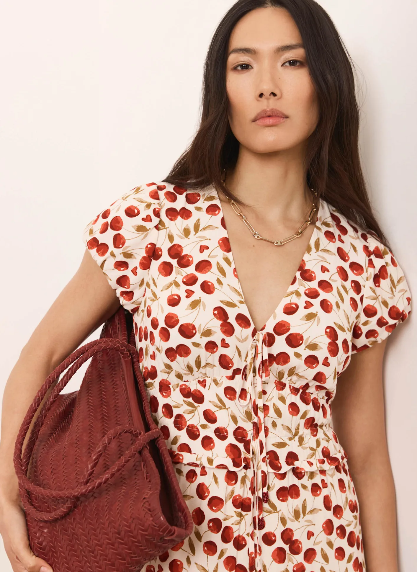New Cherry Print Midi Dress Summer Dresses|Midi Dresses