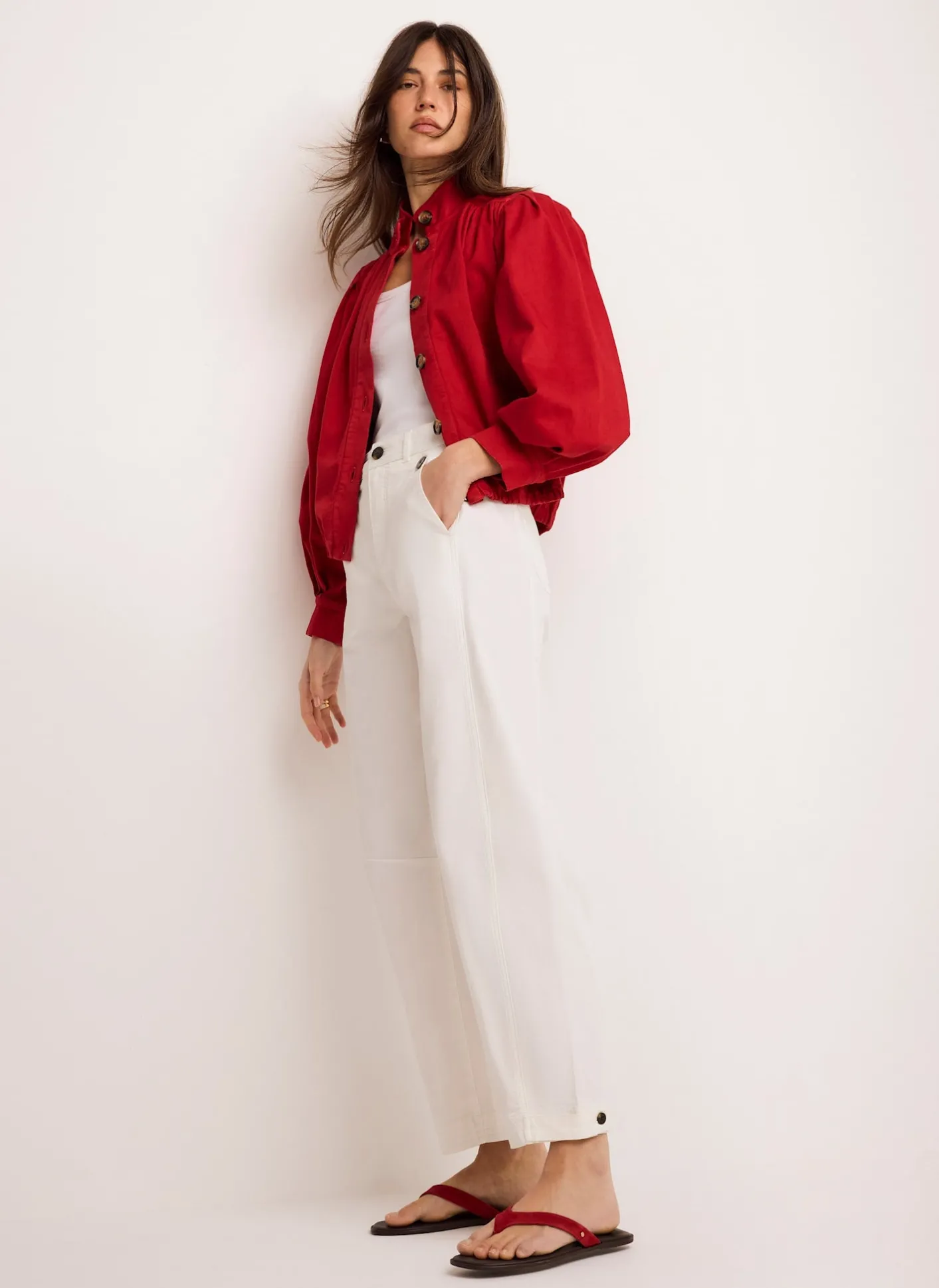 Discount Cotton Blend Puff Sleeve Jacket Jackets