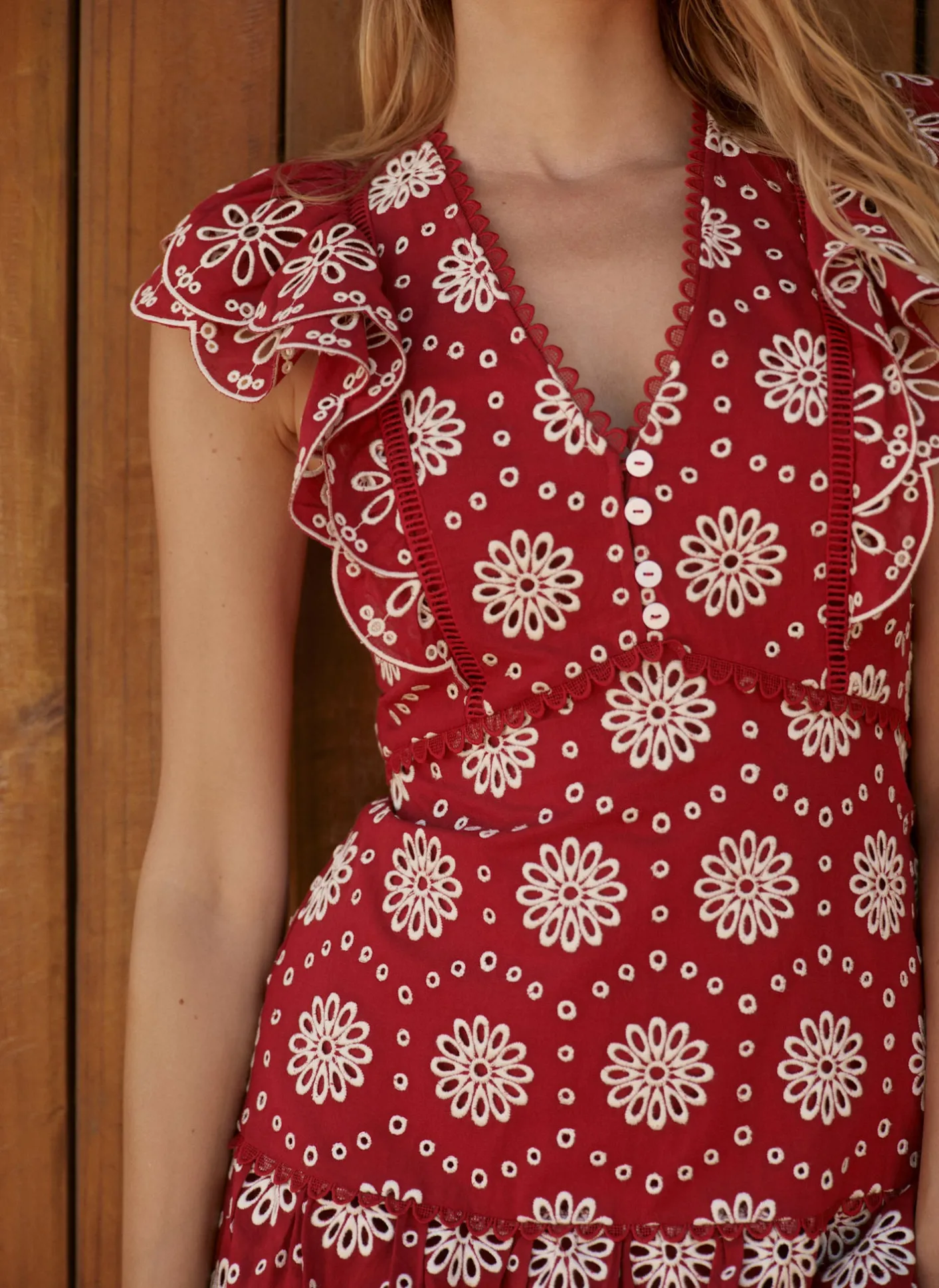 Discount Cotton Broderie Midi Dress Summer Dresses|Midi Dresses