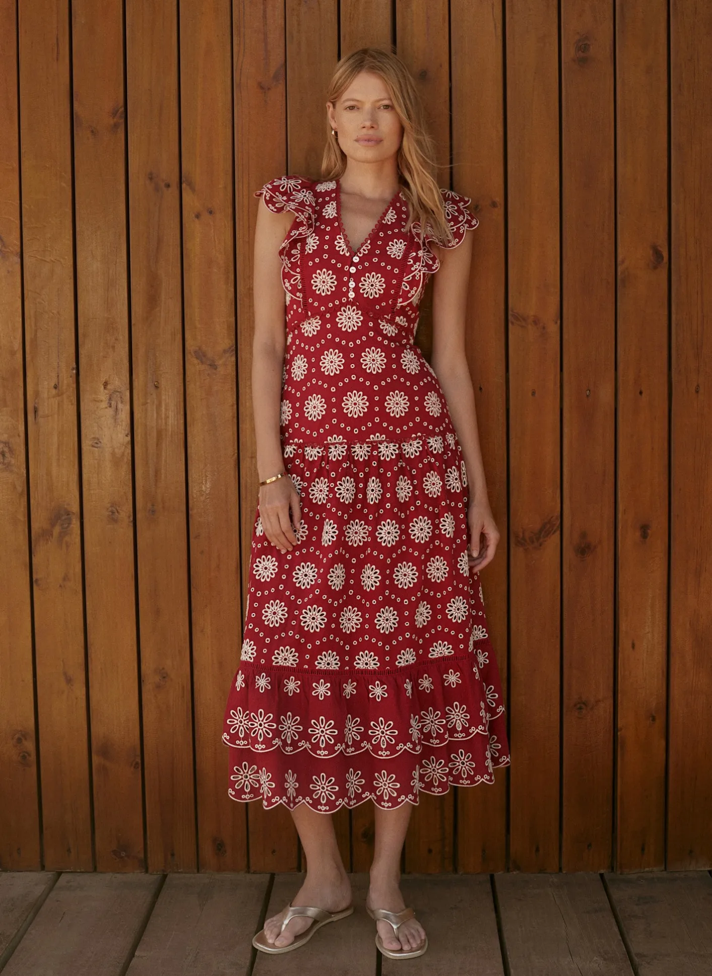 Discount Cotton Broderie Midi Dress Summer Dresses|Midi Dresses