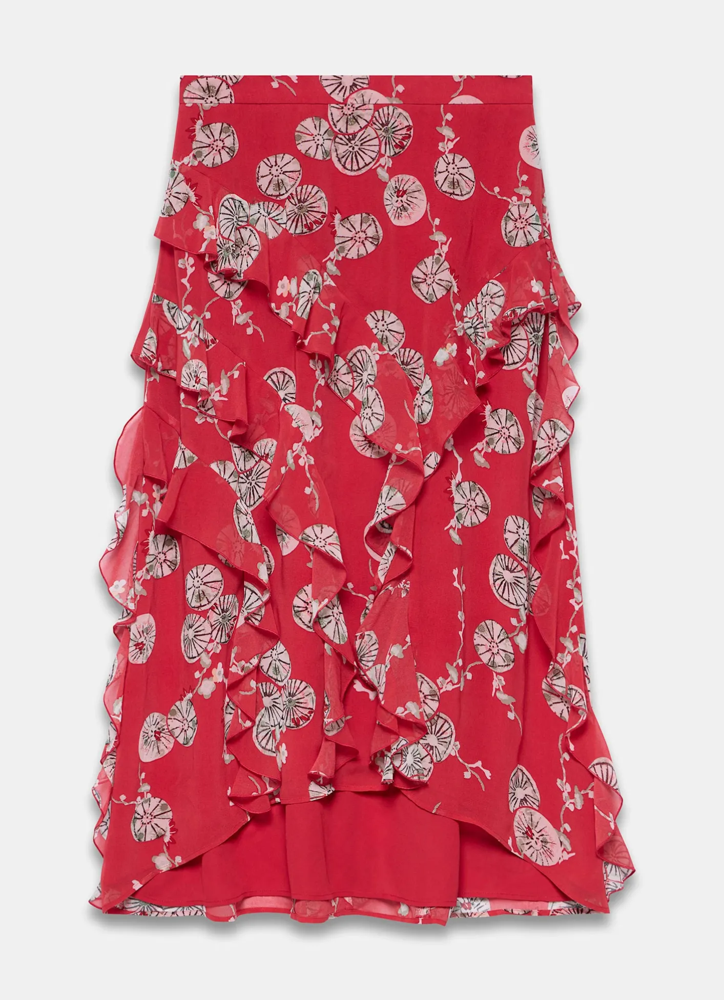 Outlet Printed Ruffle Maxi Skirt Maxi Skirts|Skirts