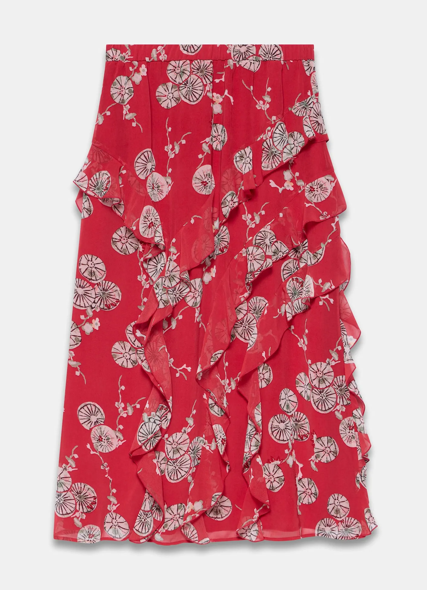 Outlet Printed Ruffle Maxi Skirt Maxi Skirts|Skirts
