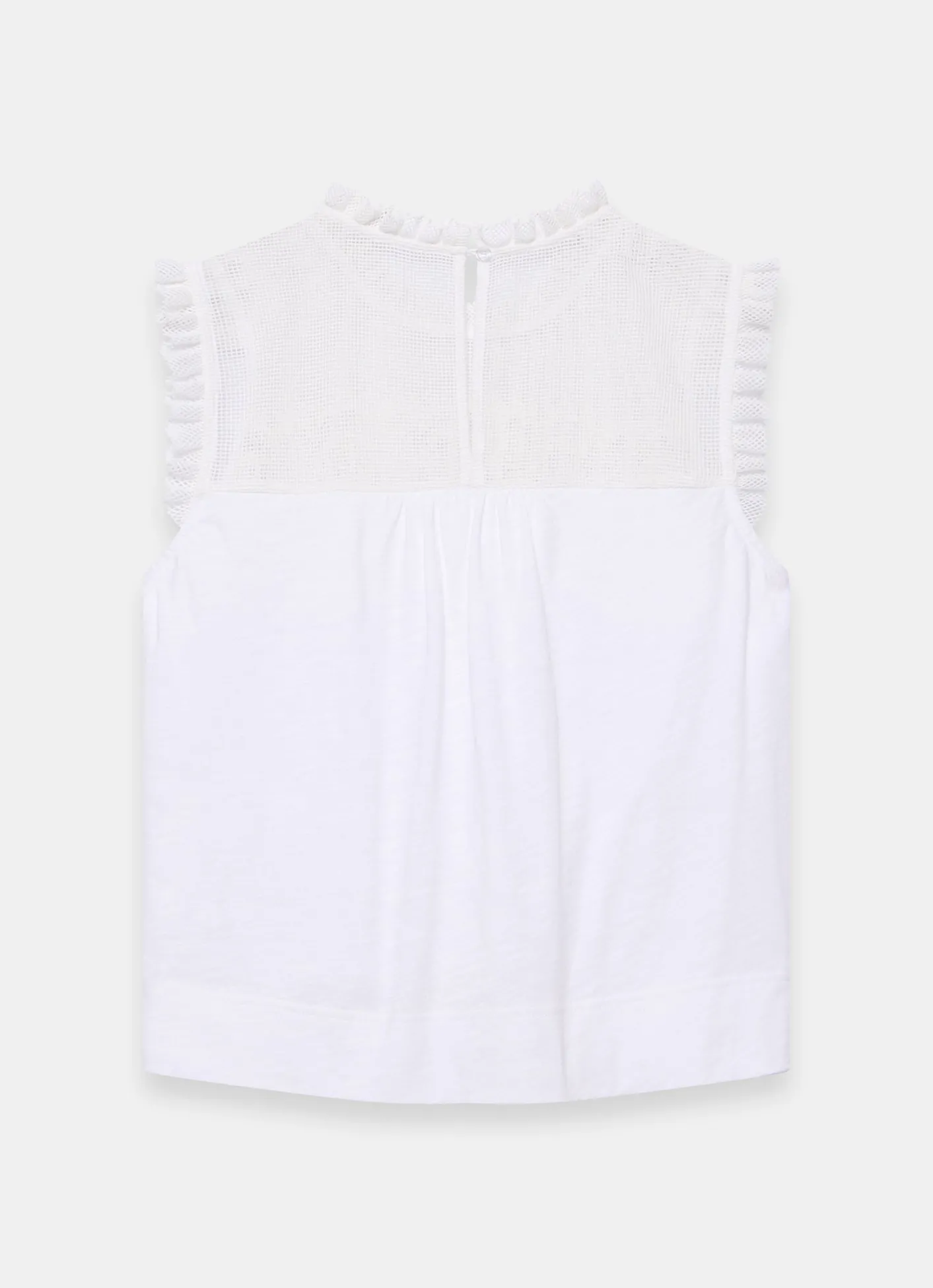 Online White Cotton Blend Lace Applique Top All Tops|Tops