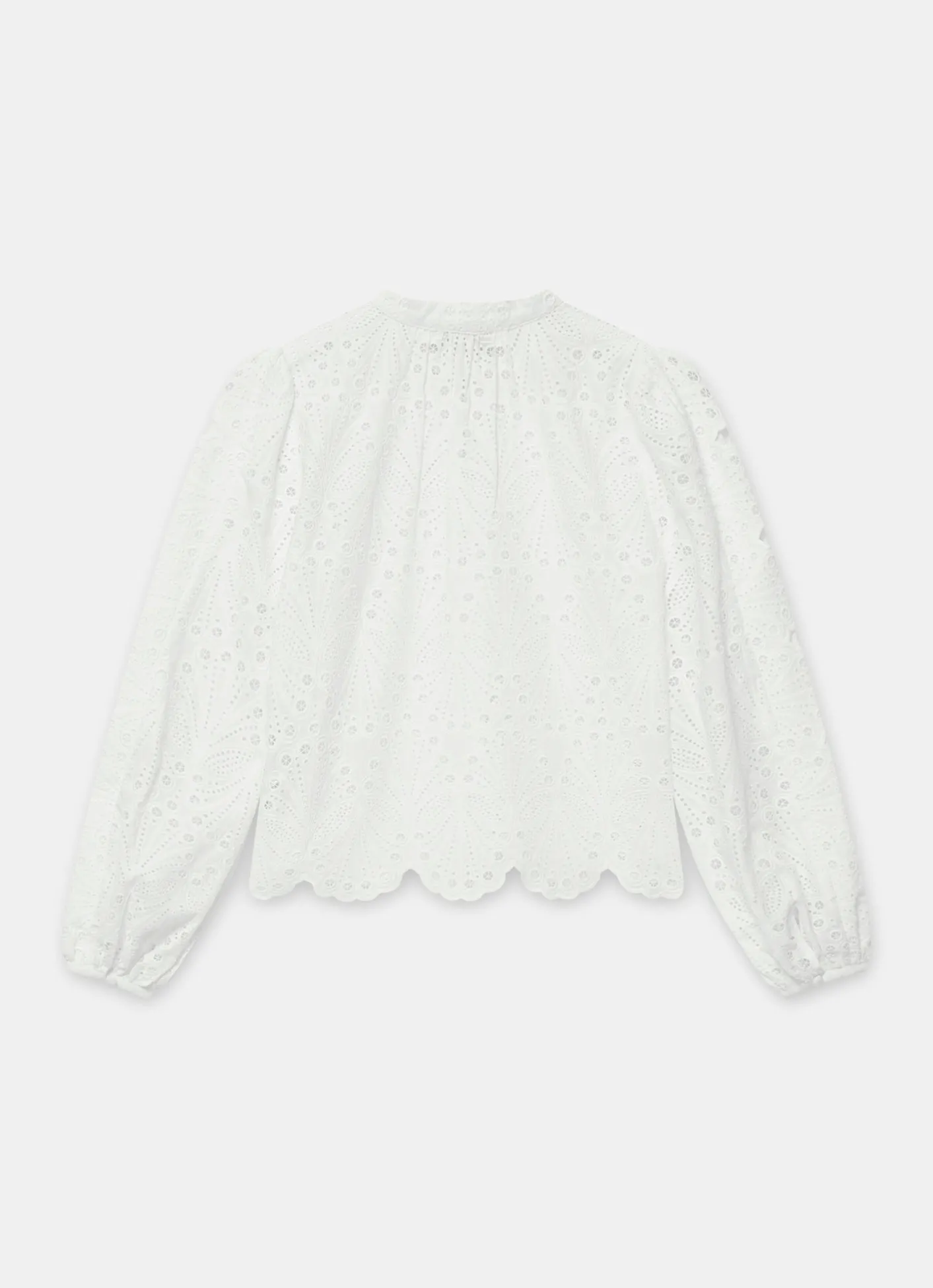 Outlet White Cotton Broderie Detail Blouse Shirts & Blouses