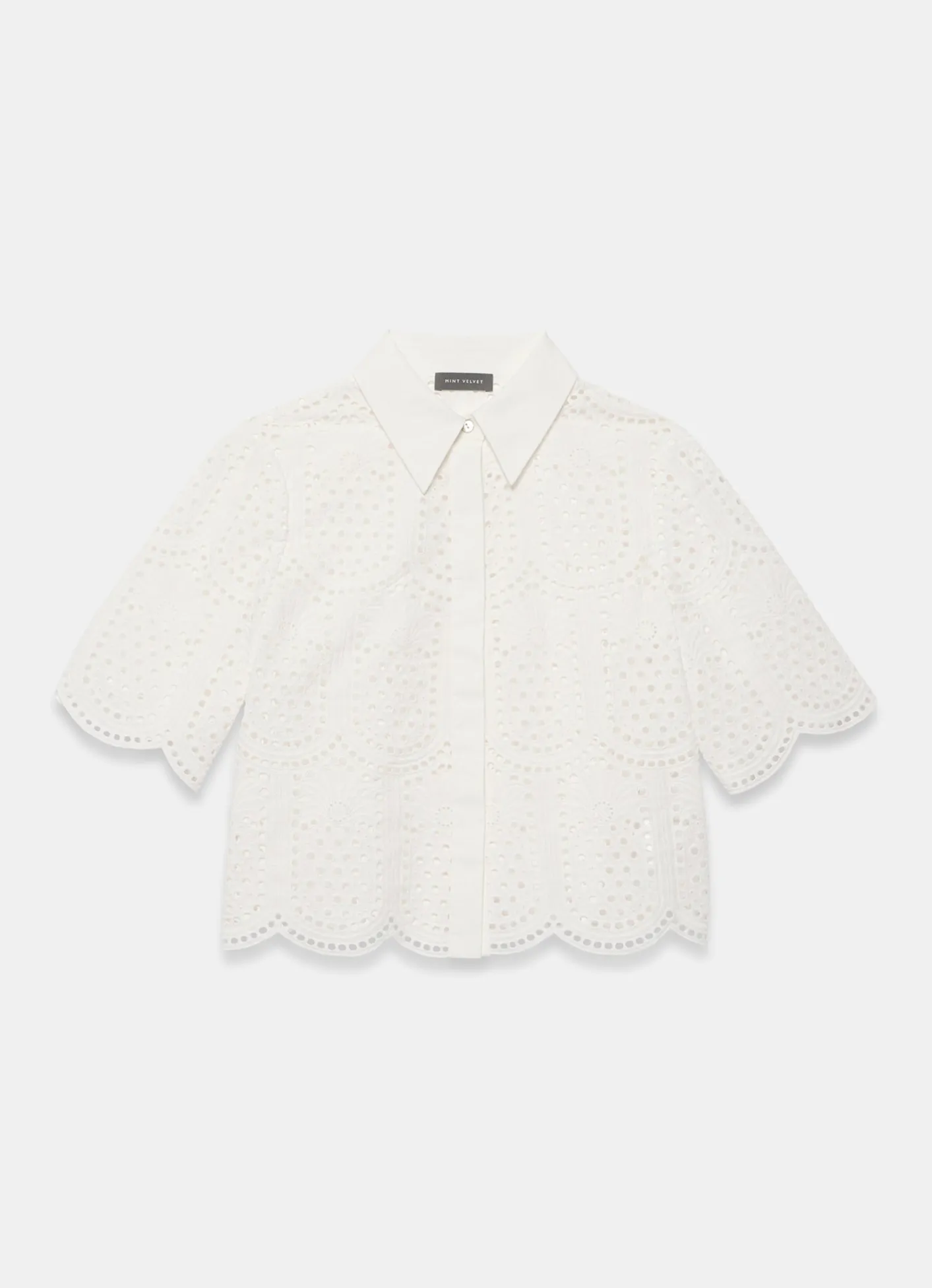 Online White Cotton Broderie Shirt Shirts & Blouses