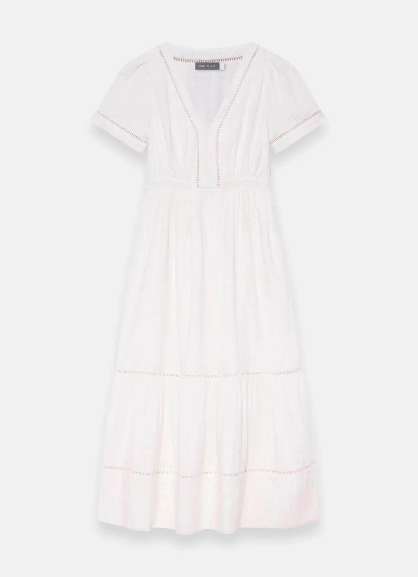 Online White Cotton Cheesecloth Midi Dress Summer Dresses|Midi Dresses