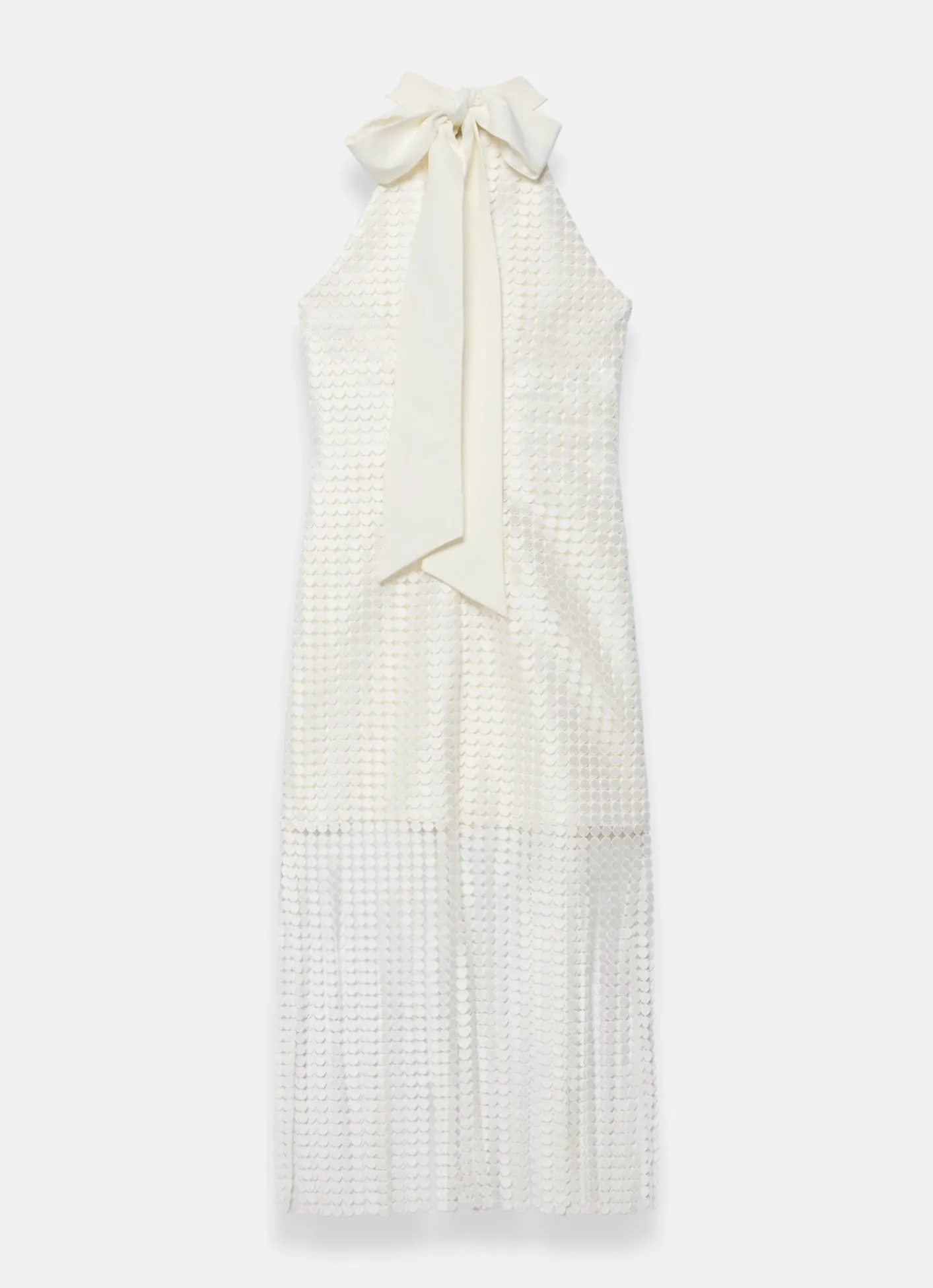 Hot White Disc Detail Fringed Midi Dress Occasion Dresses|Occasion Dresses