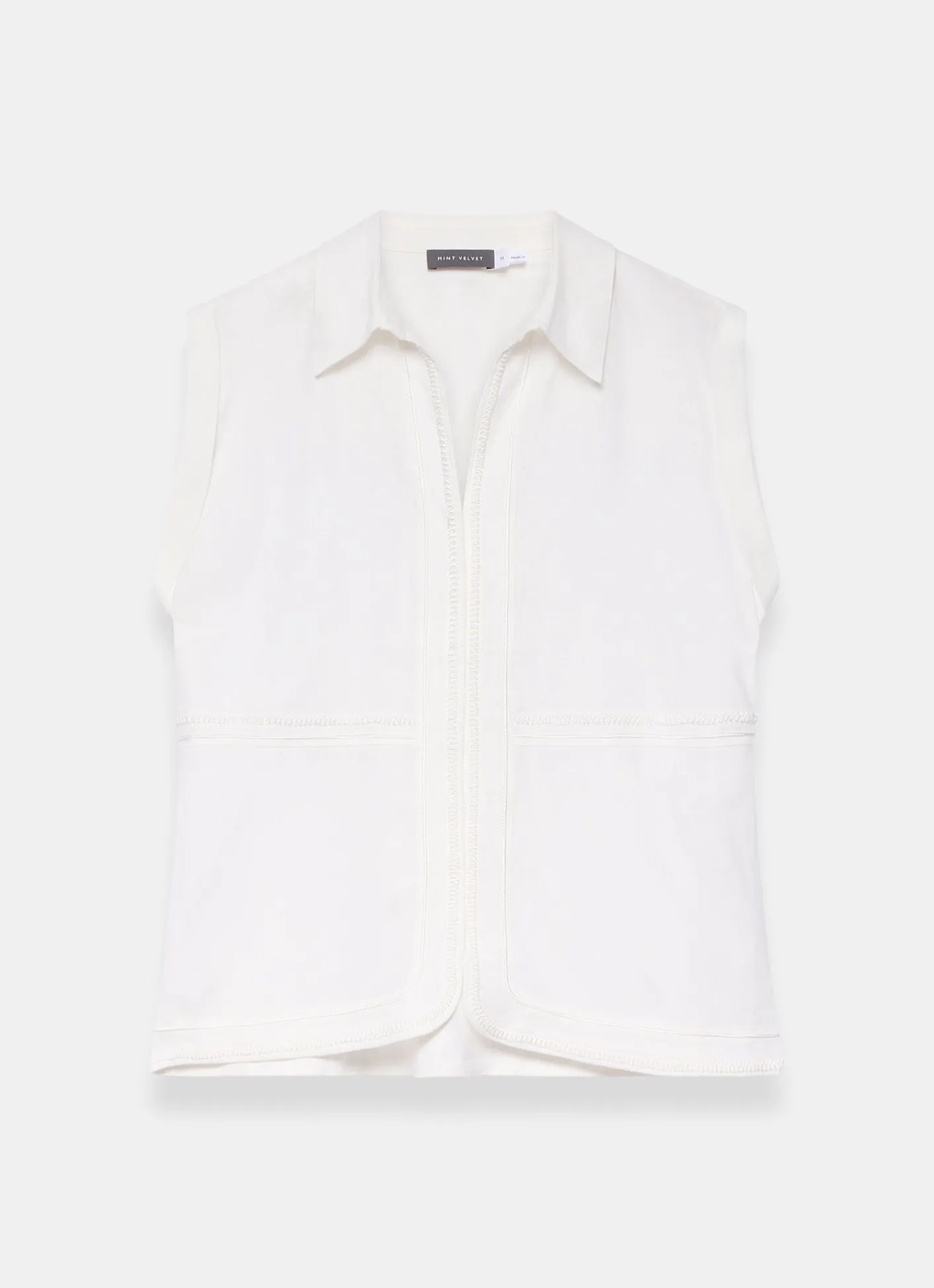 New White Linen Sleeveless Shirt Shirts & Blouses|All Tops
