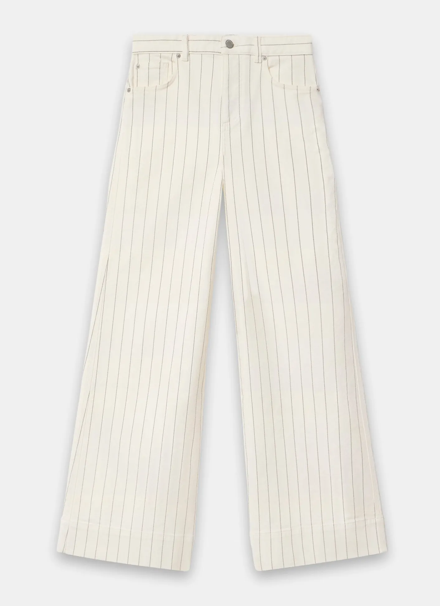 White Pinstripe Wide Jeans Jeans|Wide Leg Jeans