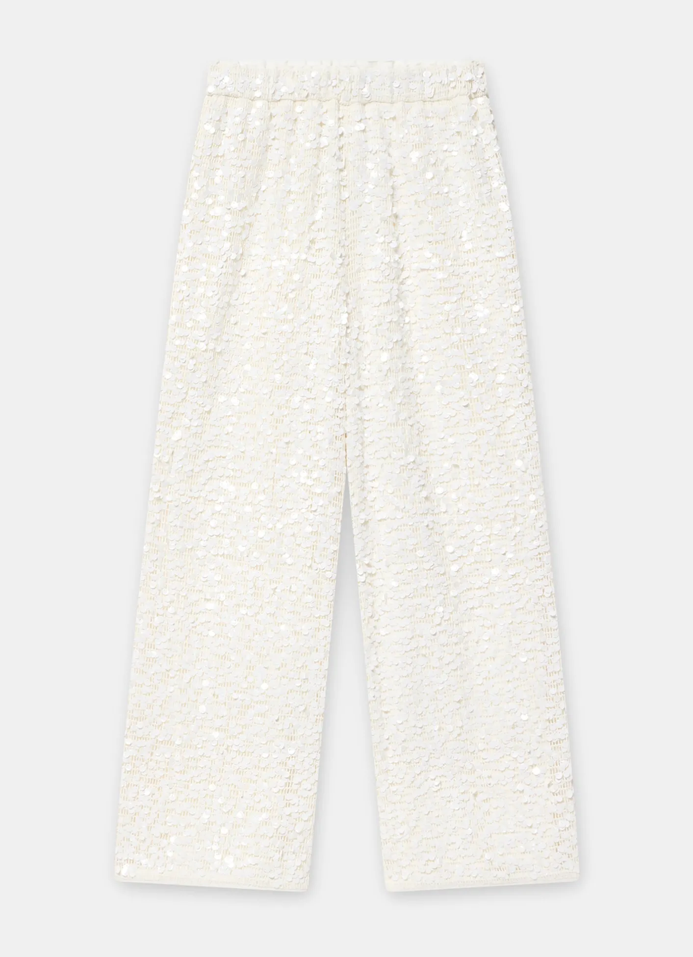 Hot White Sequin Wide Beach Trousers Wide Leg Trousers|Trousers