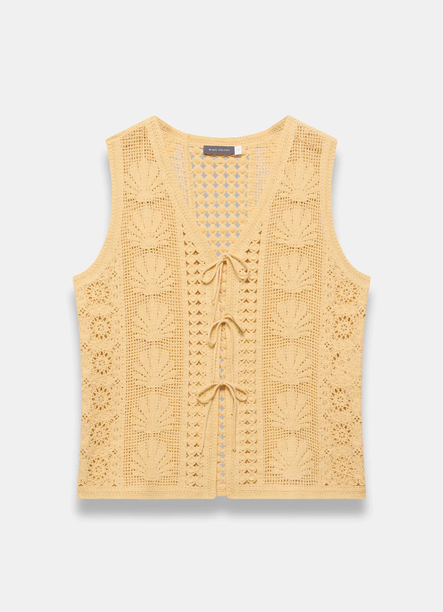 Hot Crochet Shell Tie Front Top All Tops|Tops