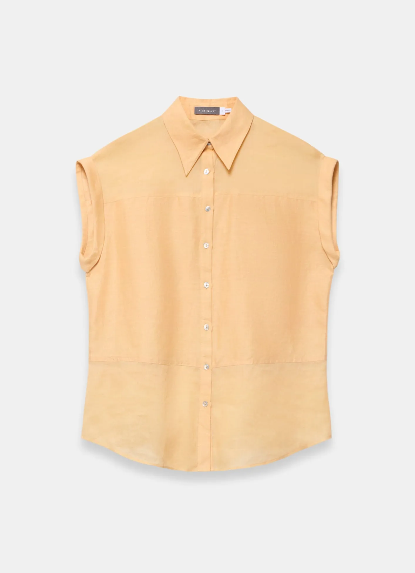 Sale Linen Blend Sheer Panel Shirt Shirts & Blouses|All Tops
