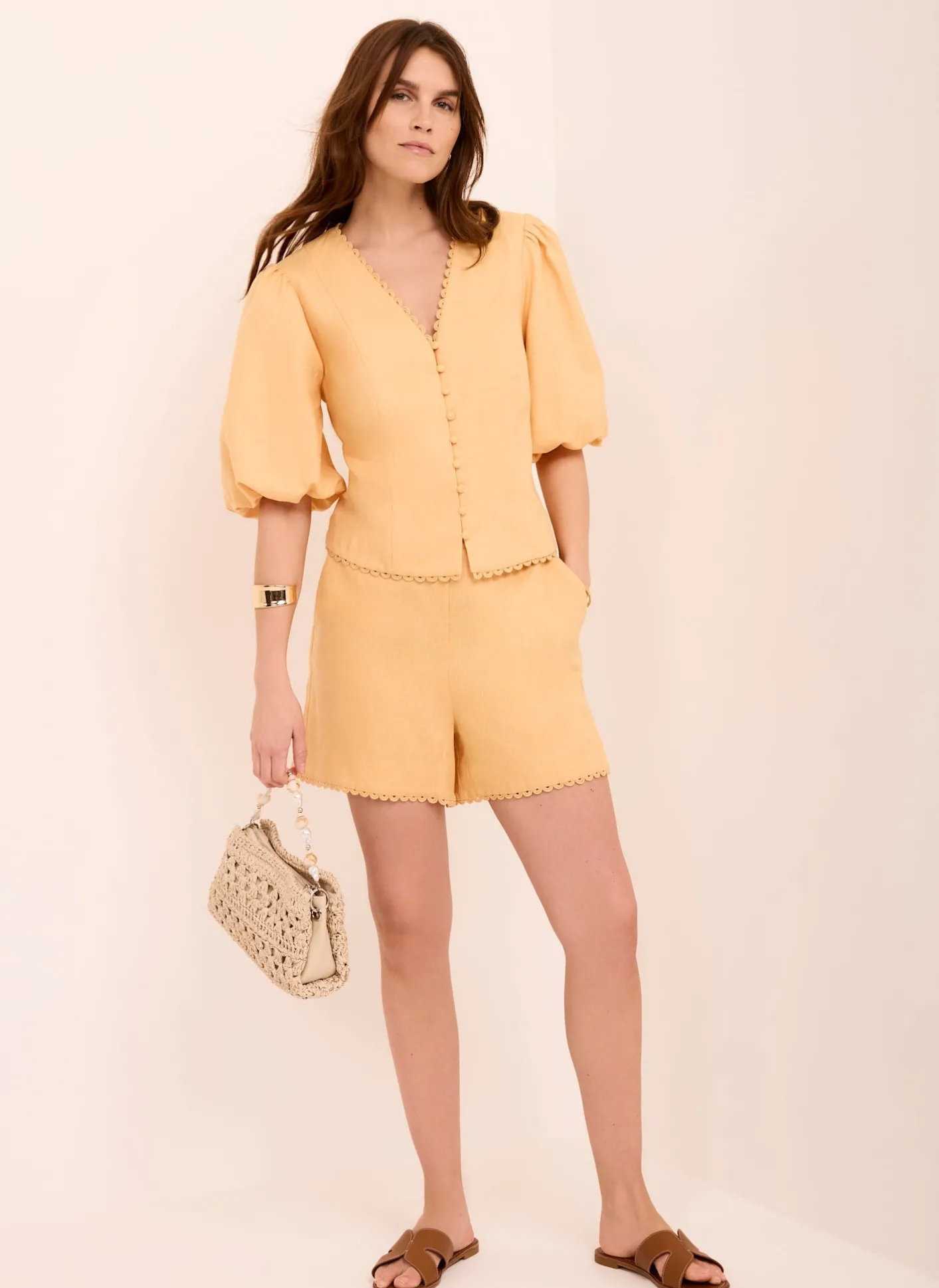 Online Linen Puff Sleeve Top All Tops|Tops