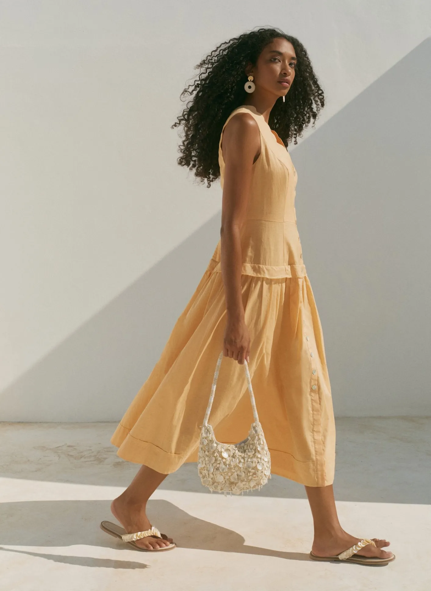 Ramie Drop Waist Midi Dress Summer Dresses|Midi Dresses