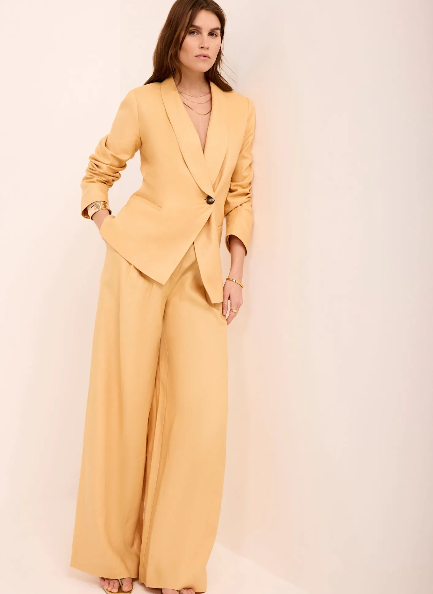 Sale Ramie Single Breasted Blazer Jackets
